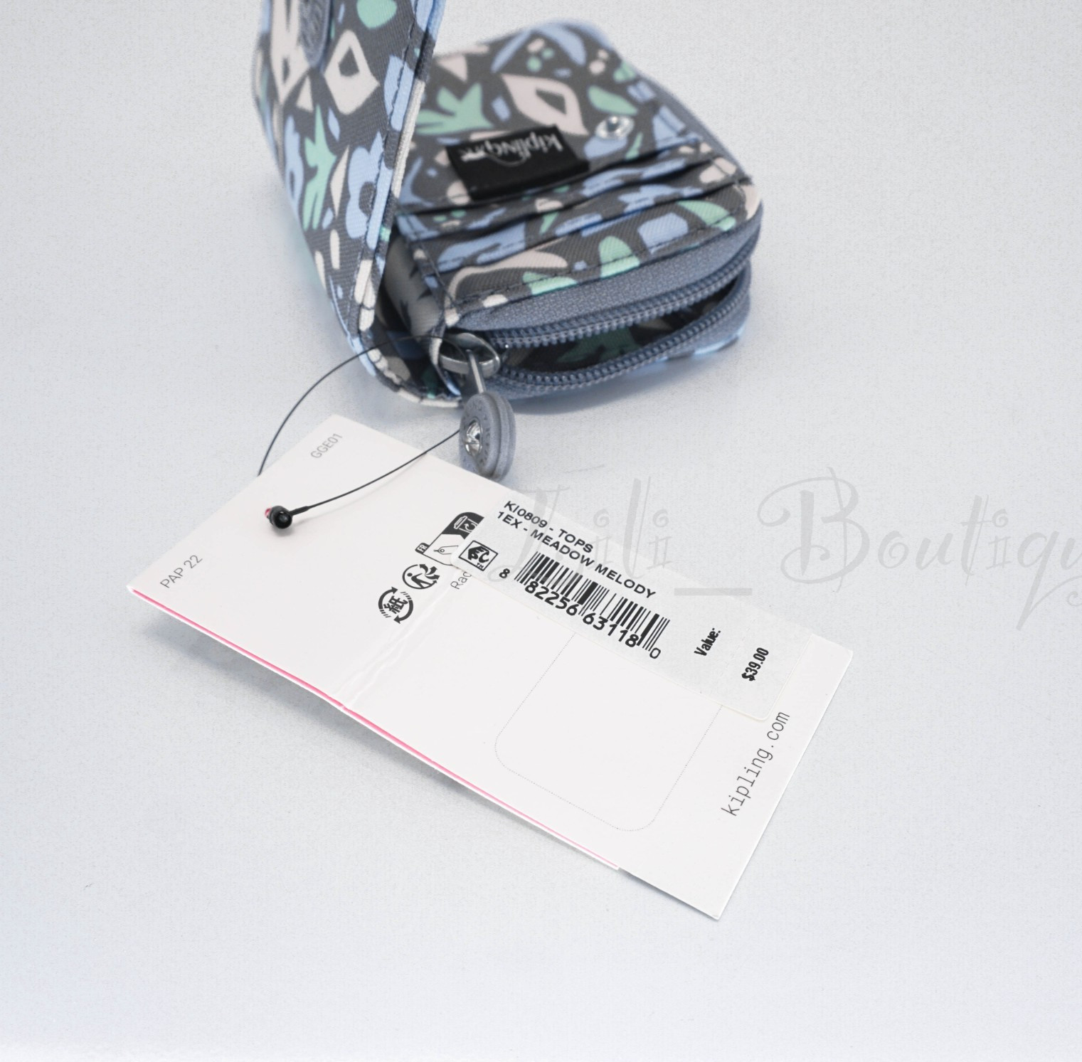 Kipling Tops Mini Wallet Zip Snap Card Case KI0809 Polyester Meadow Melody NWT