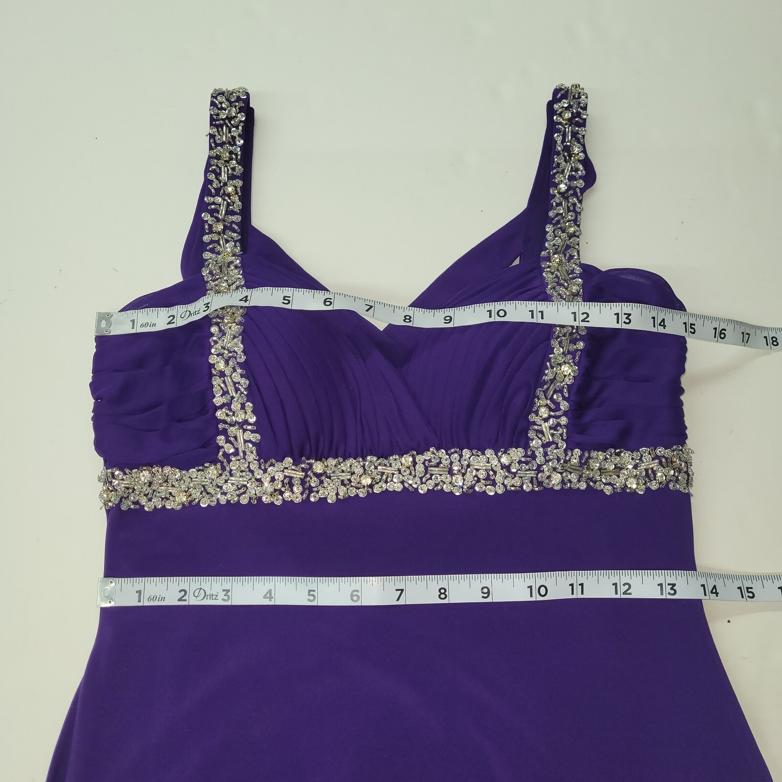 Betsy & Adam Dress Womens 8 Formal Purple Rhinestone Gown Lined Prom Wedding New