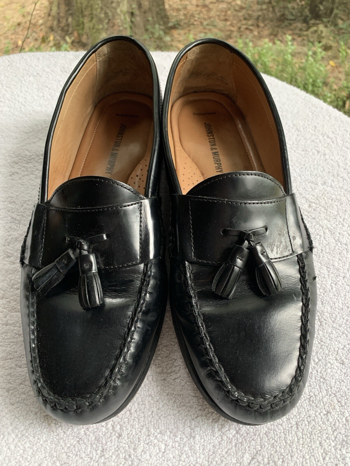Johnston Murphy Shoes Men’s 11 M Hayes Loafers Leather Black Tassel Sheepskin