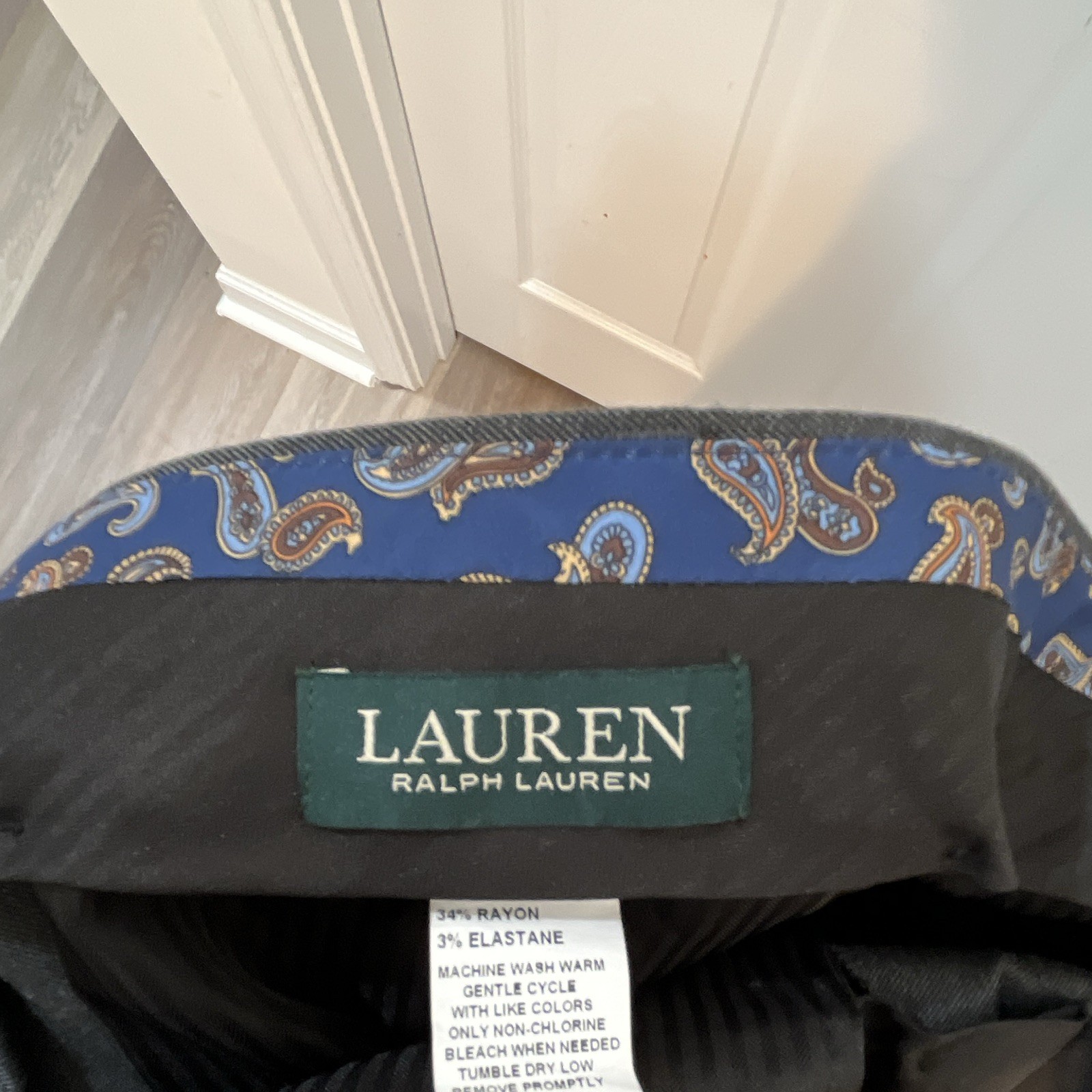 Lauren Ralph Lauren Men’s Gray Dress Pants 38W Slim Fit Tapered Flat Front