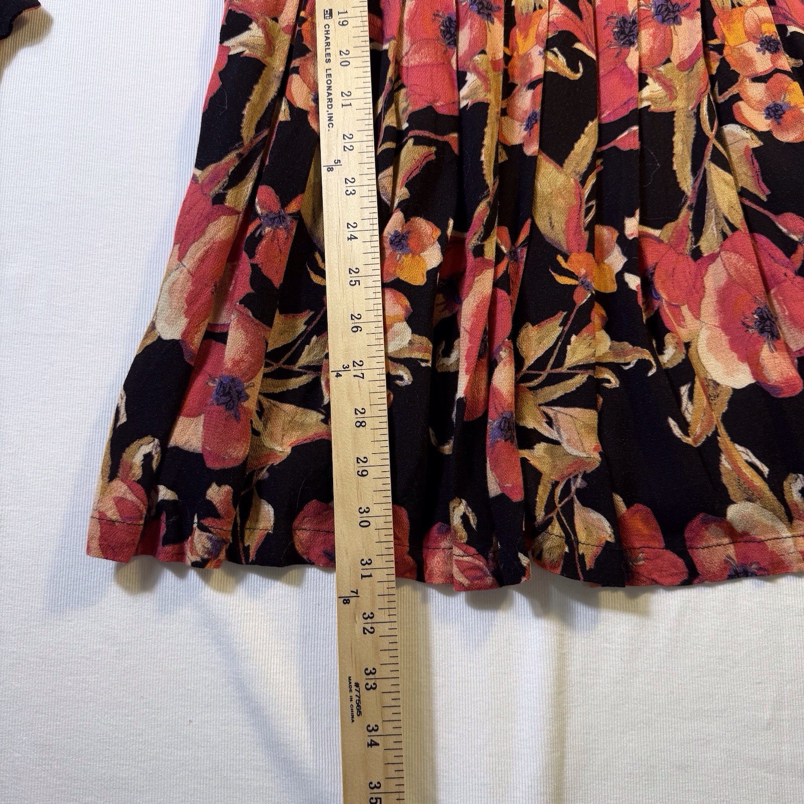 Free People Tegan Mini Dress 4 Floral Print Long Bell Sleeve Keyhole Black Coral