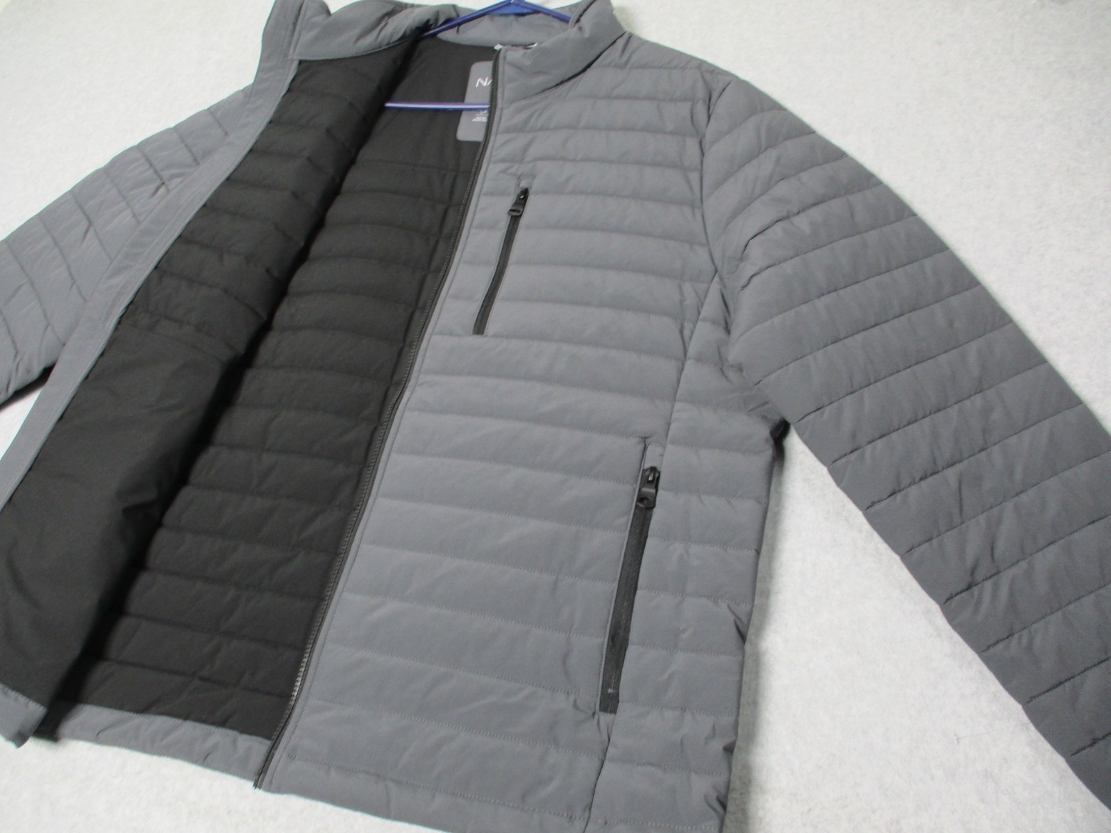 Nautica Puffer Jacket Performance Active Stretch Water Resist Gray Mens Large