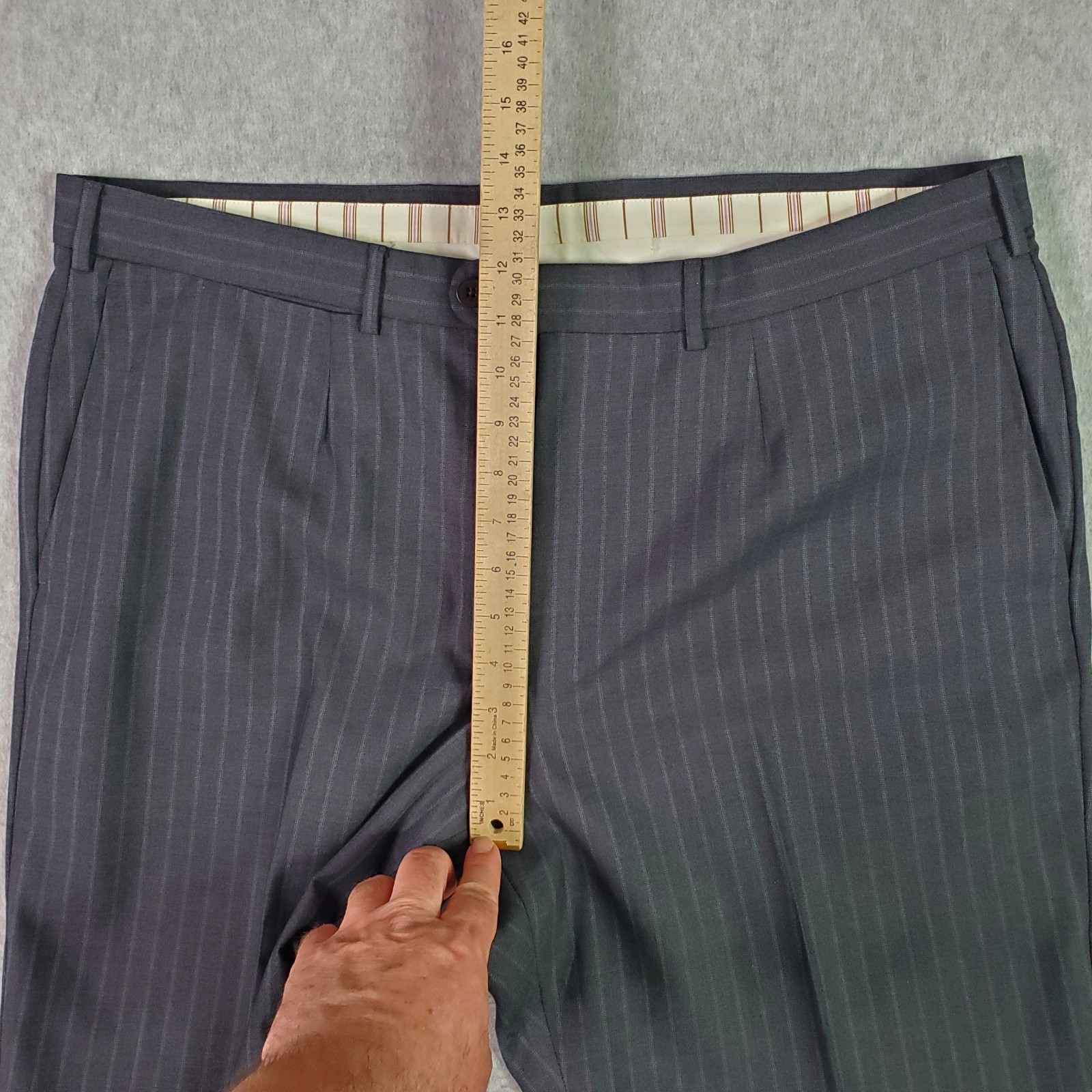 Ermenegildo Zegna Suit Mens 46R Gray 2 Button 100% Wool Pinstripe Pants 39×28