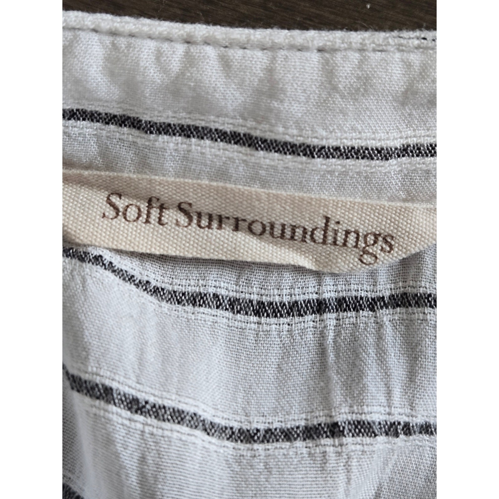 Soft Surroundings 2X White Black Stripe Rayon Boho Tunic Dolman Sleeve Top