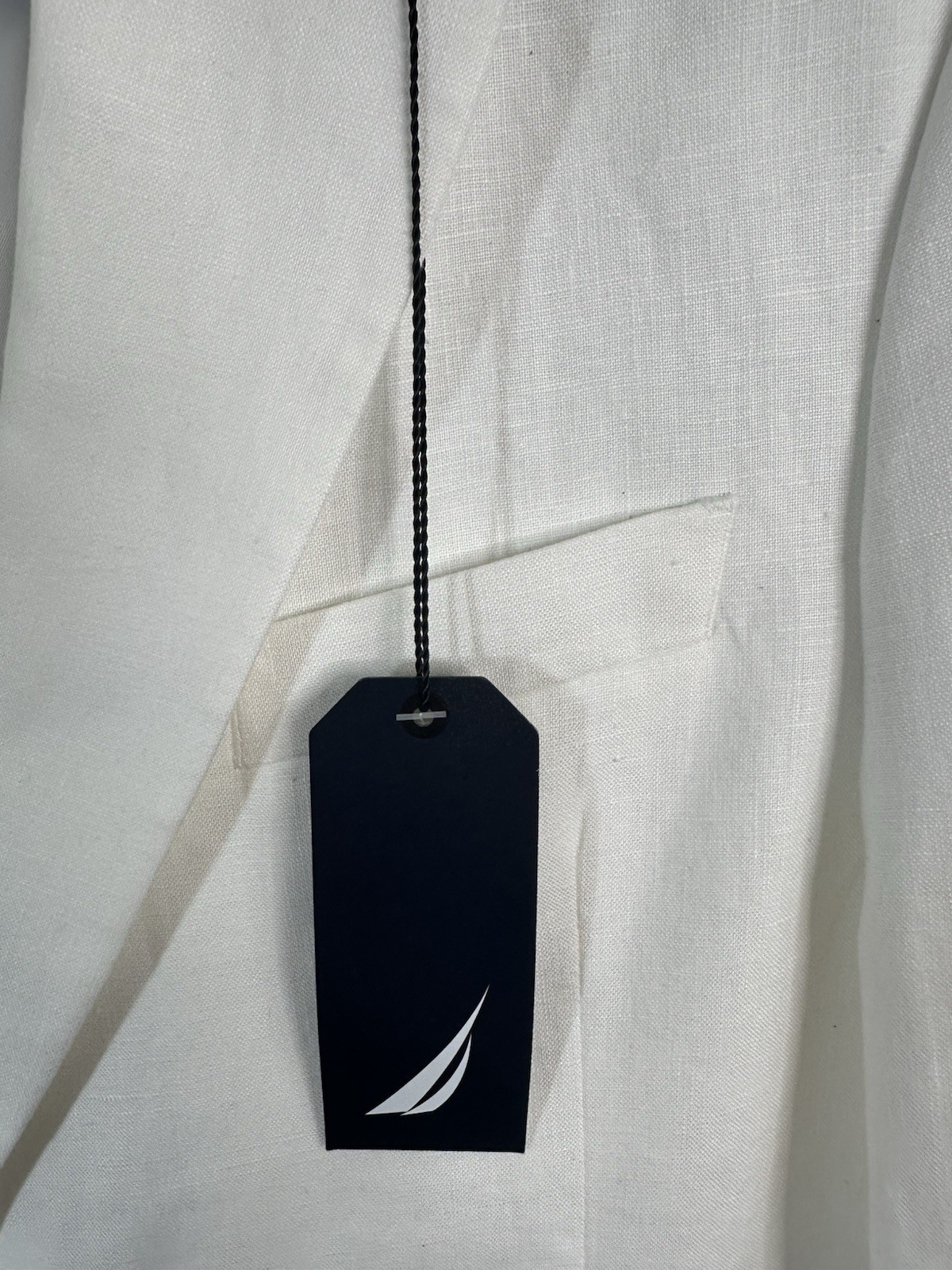 Nautica 100% Linen Blazer Mens 38S White Modern Fit Sport Coat