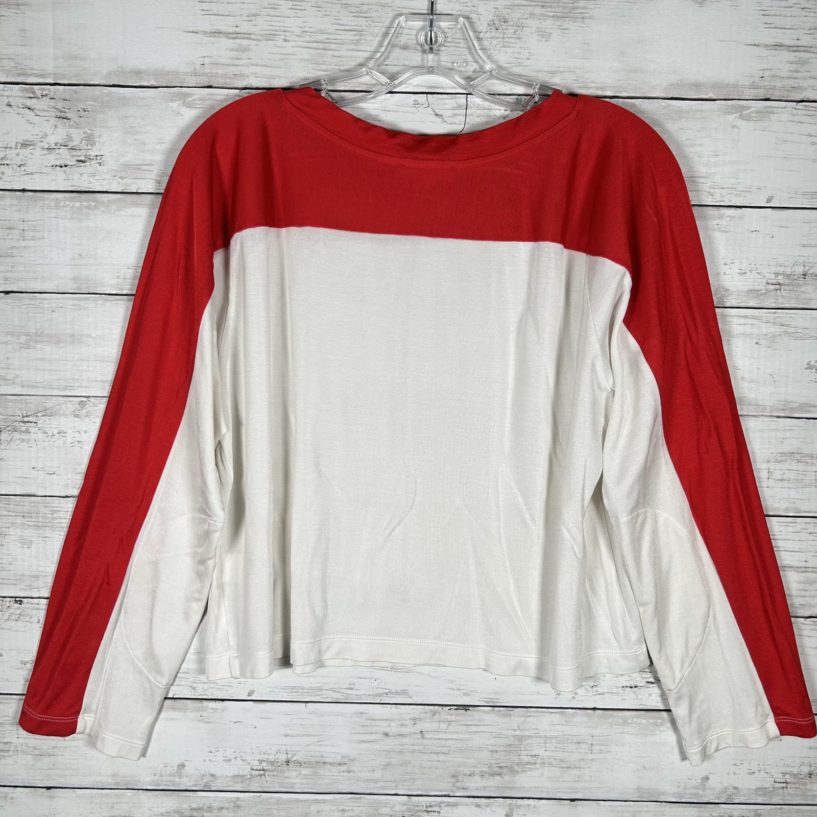 Rag & Bone Sports Silky Jersey Viscose Cotton Red White Boxy Cropped Top L