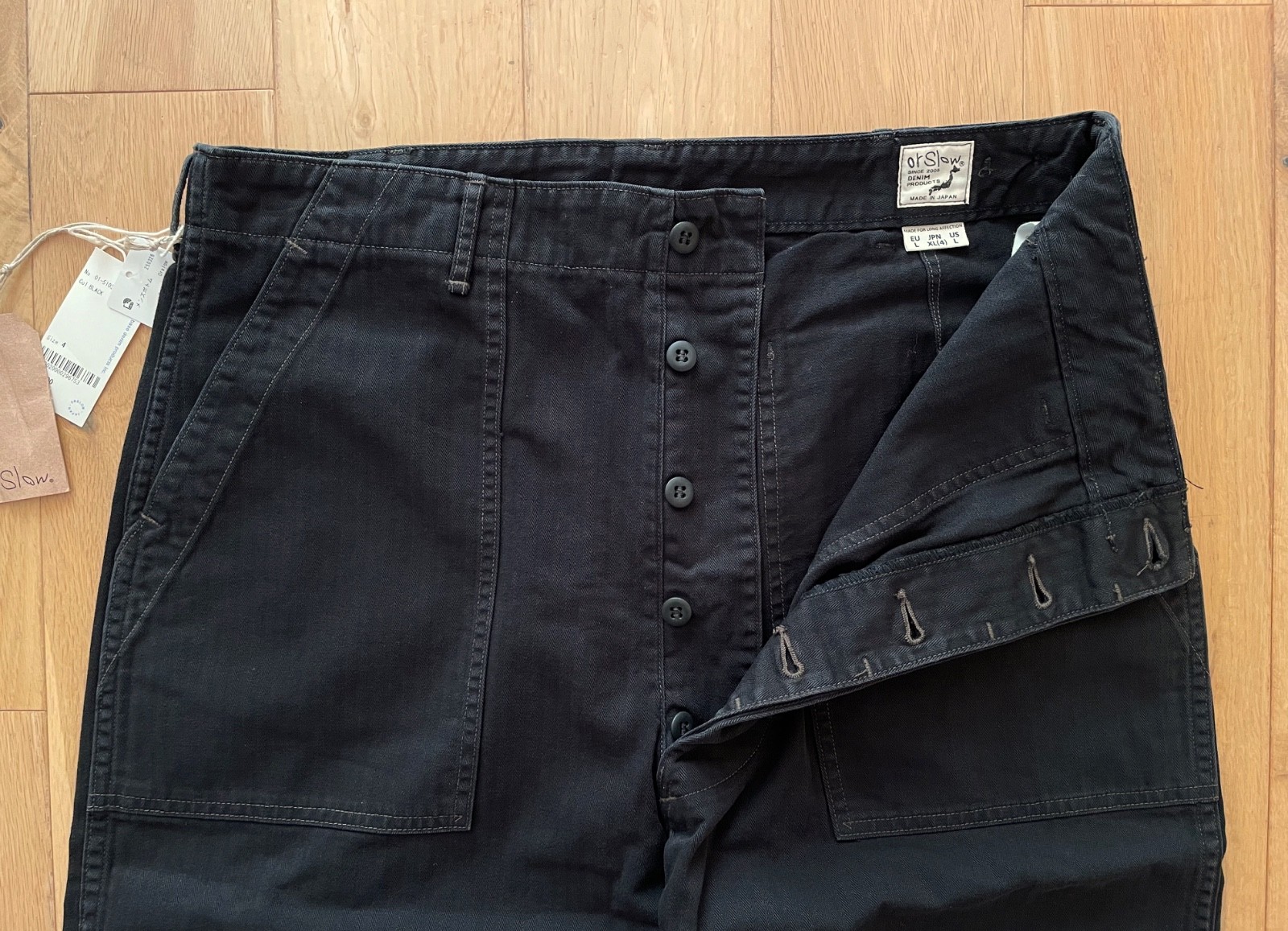 orSlow US Army Summer Fatigue Pants Black Size 4 (35″) Made in Japan