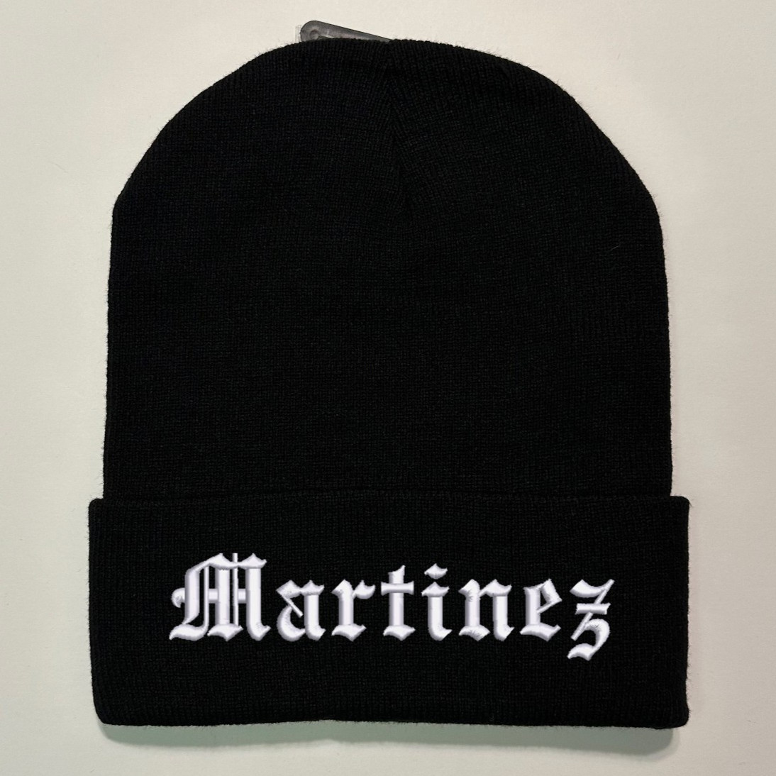 Custom Last Name Embroidered Beanie Text in old English Stitched Your Last Name