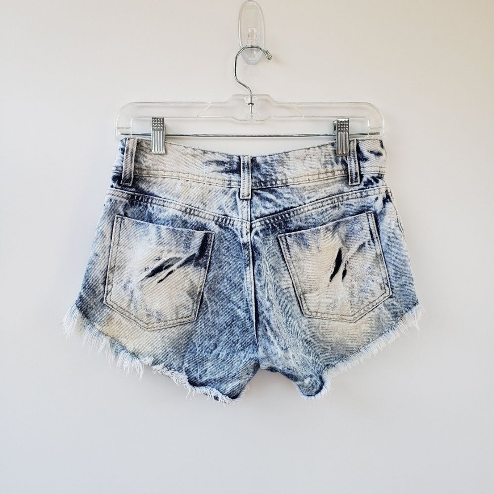 Art Carioca Size Medium Boho Festival Acid Wash Bleached Cut Off Studded Shorts