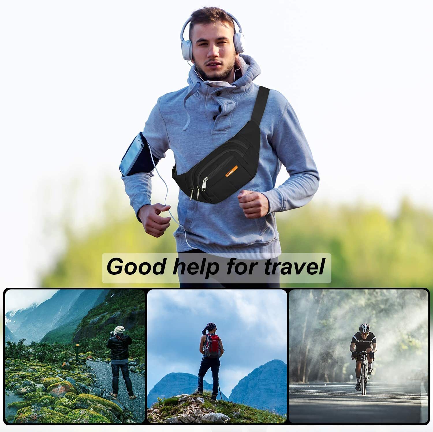 Men Women Fanny Pack Belt waist Bag Cross body Sling Shoulder Travel Sport Pouch