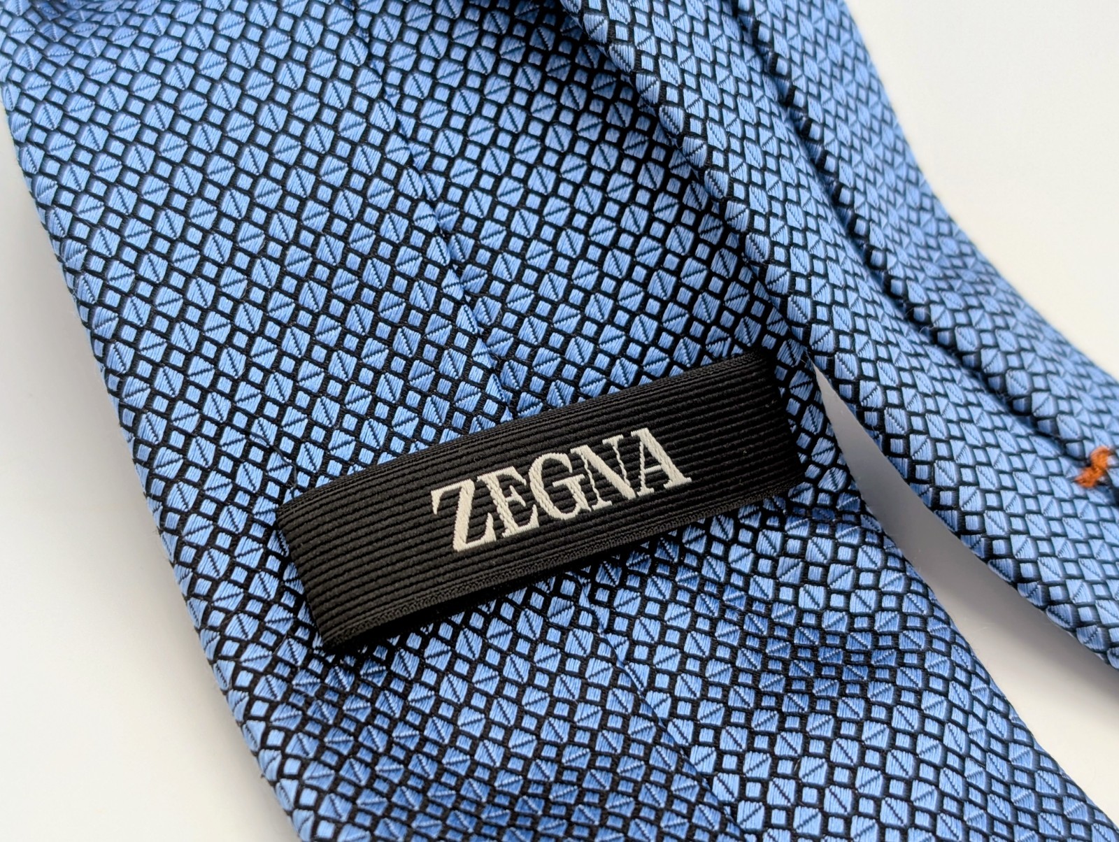 ERMENEGILDO ZEGNA Solid Textured Shiny Blue Thick Woven Silk Tie CURRENT Italy