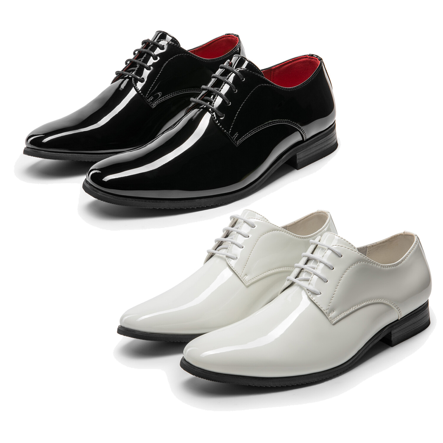 Men’s Faux Patent Leather Tuxedo Dress Shoes Lace-up Oxford Formal Causal Shoes