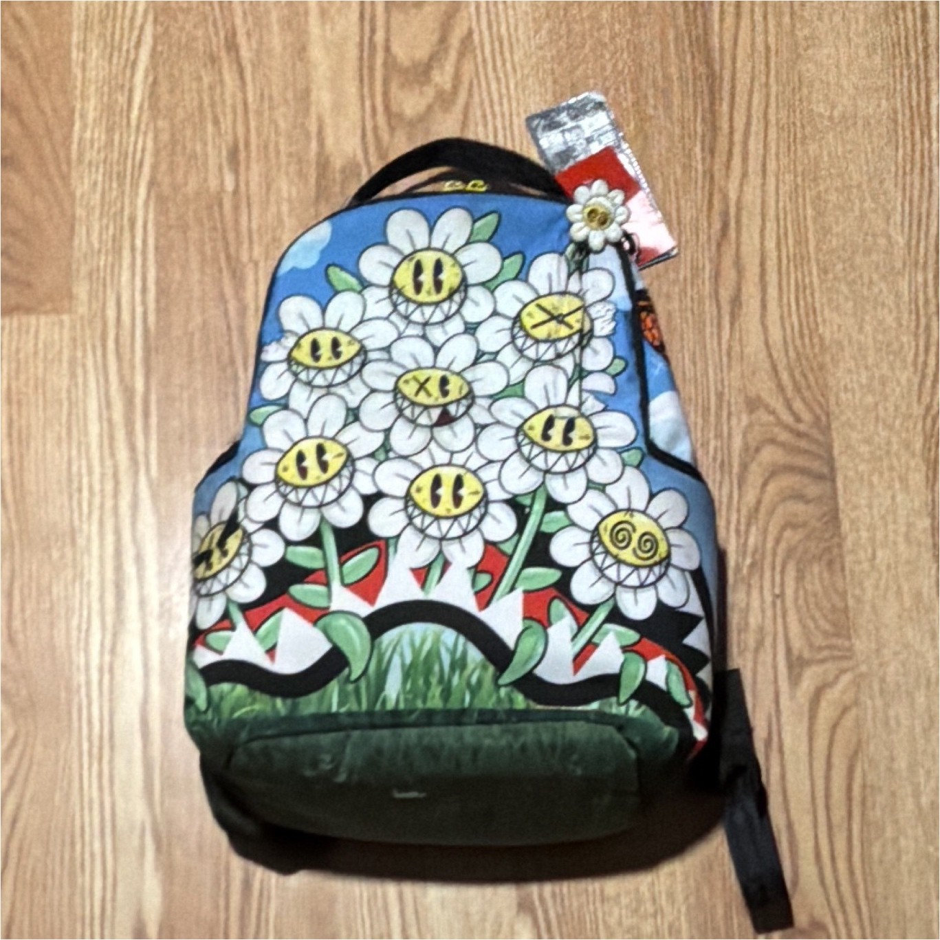 Sprayground Limited Edition Floral Smiley Face Print Zip Backpack Multicolor
