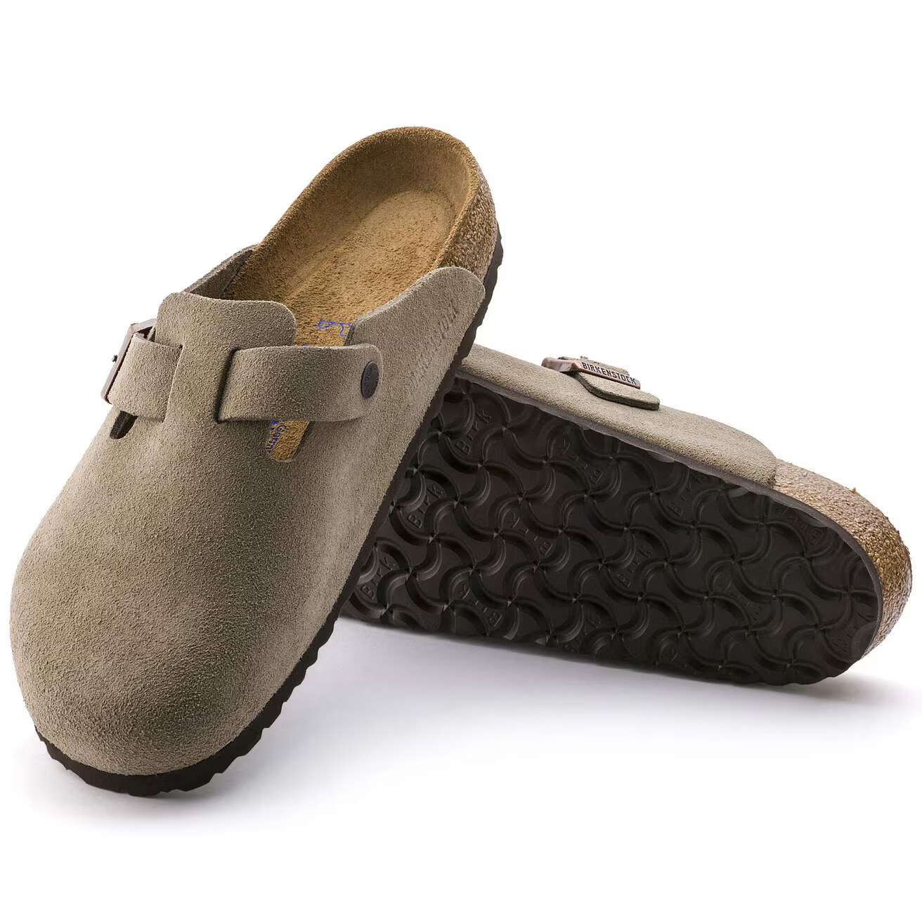 Birkenstock Boston Soft Footbed Clog Taupe Suede Unisex Comfort Slip-On Sandals