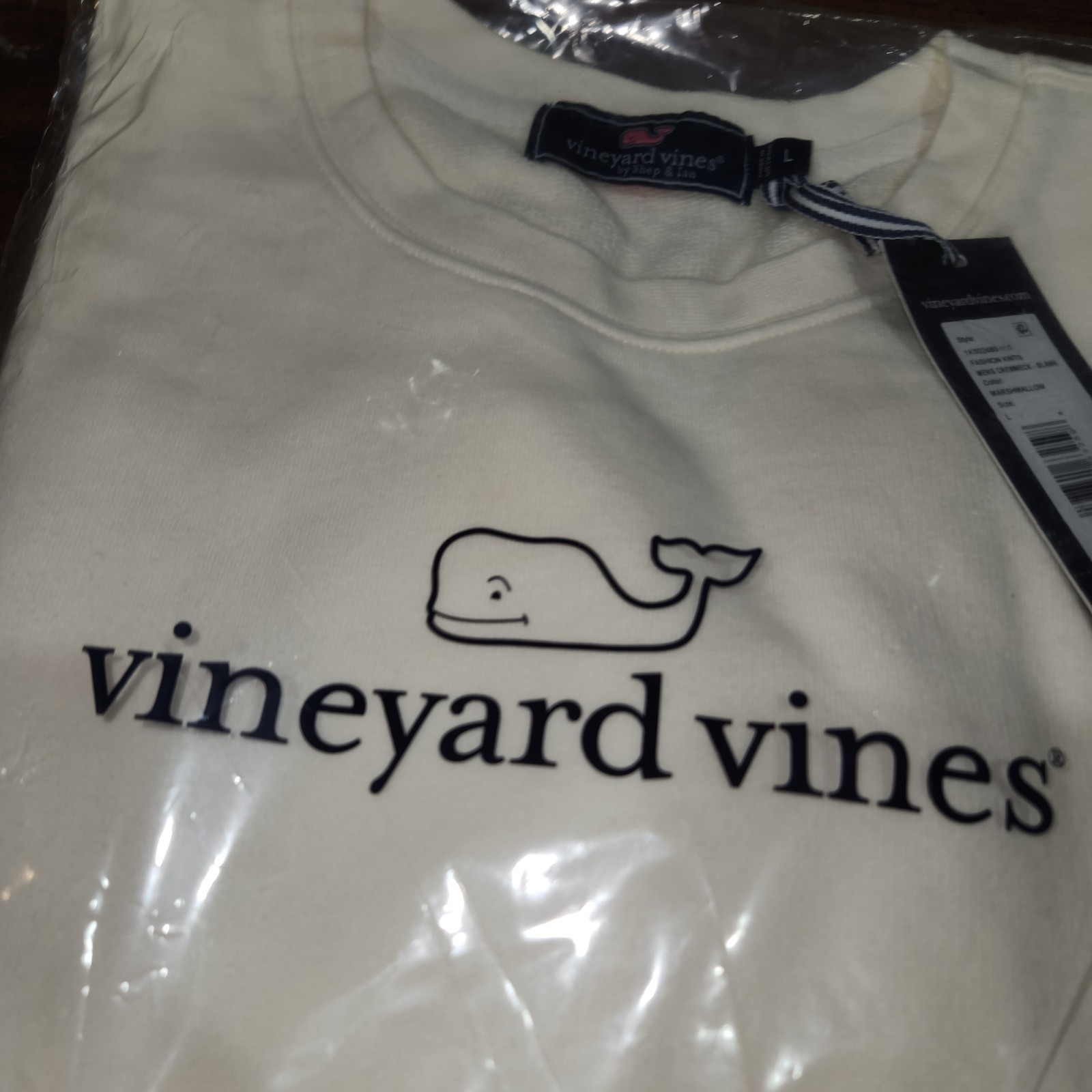 NWT Men’s Vineyard Vines Knits Core Blank Sweatshirt Crewneck Marshmallow Size L