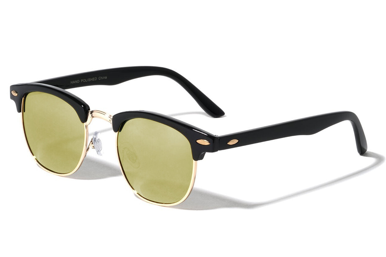 Retro Vintage Polarized Sunglasses Mens UV400 Half Metal Frame Club Sunglasses