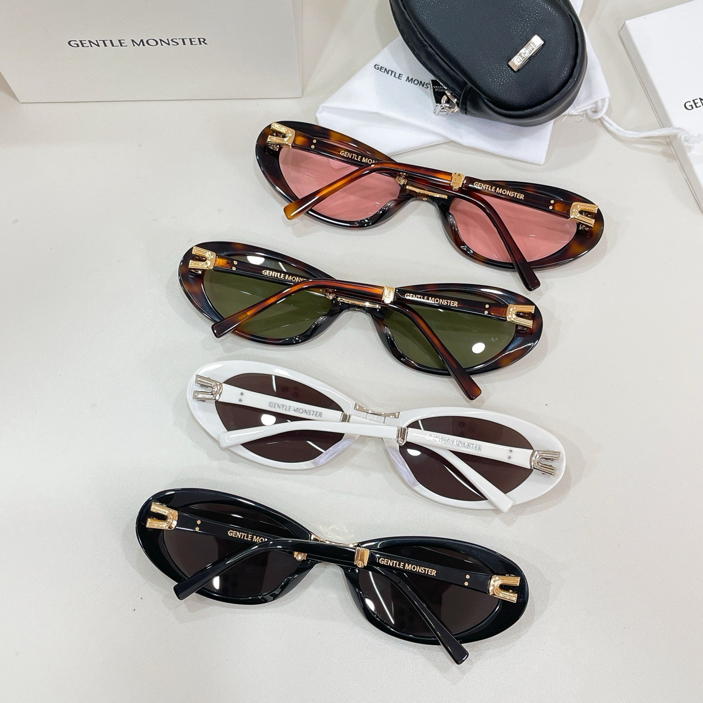 GENTLE MONSTER LOLANG Havana Light Green 55口21-132 Sunglasses New w/ Case