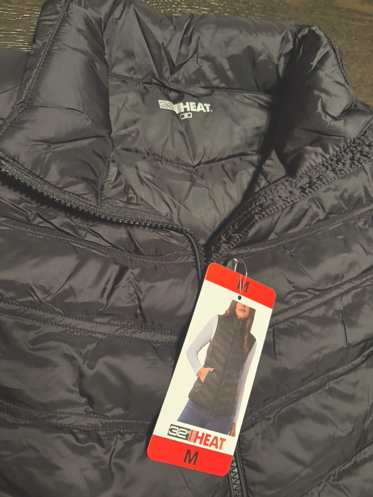 32 Degrees Heat Women’s Packable Puffer Vest Black Size M
