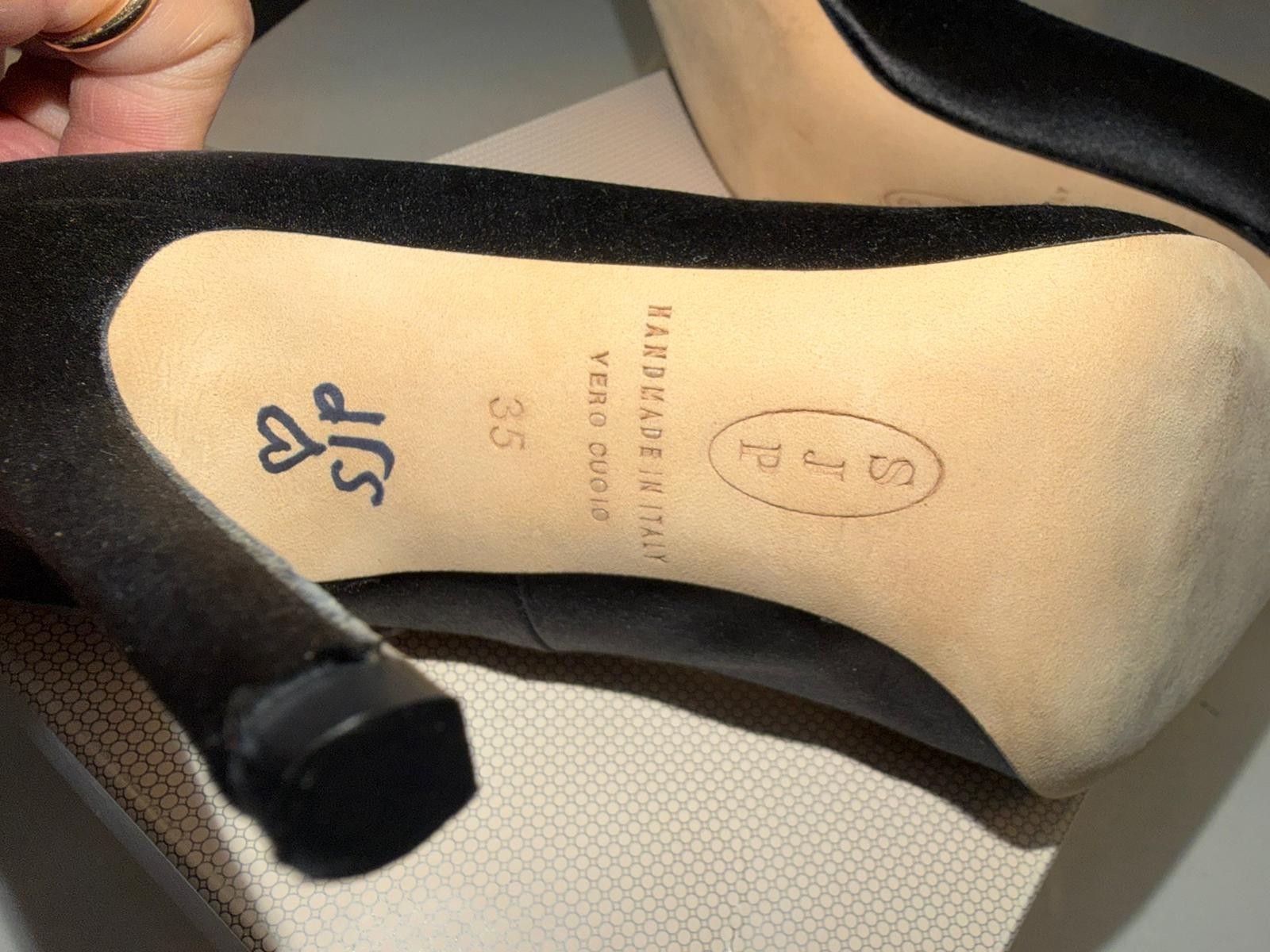 Autographed SJP Tempesta Black Satin Pumps EU 35 Sarah Jessica Parker Nordstrom