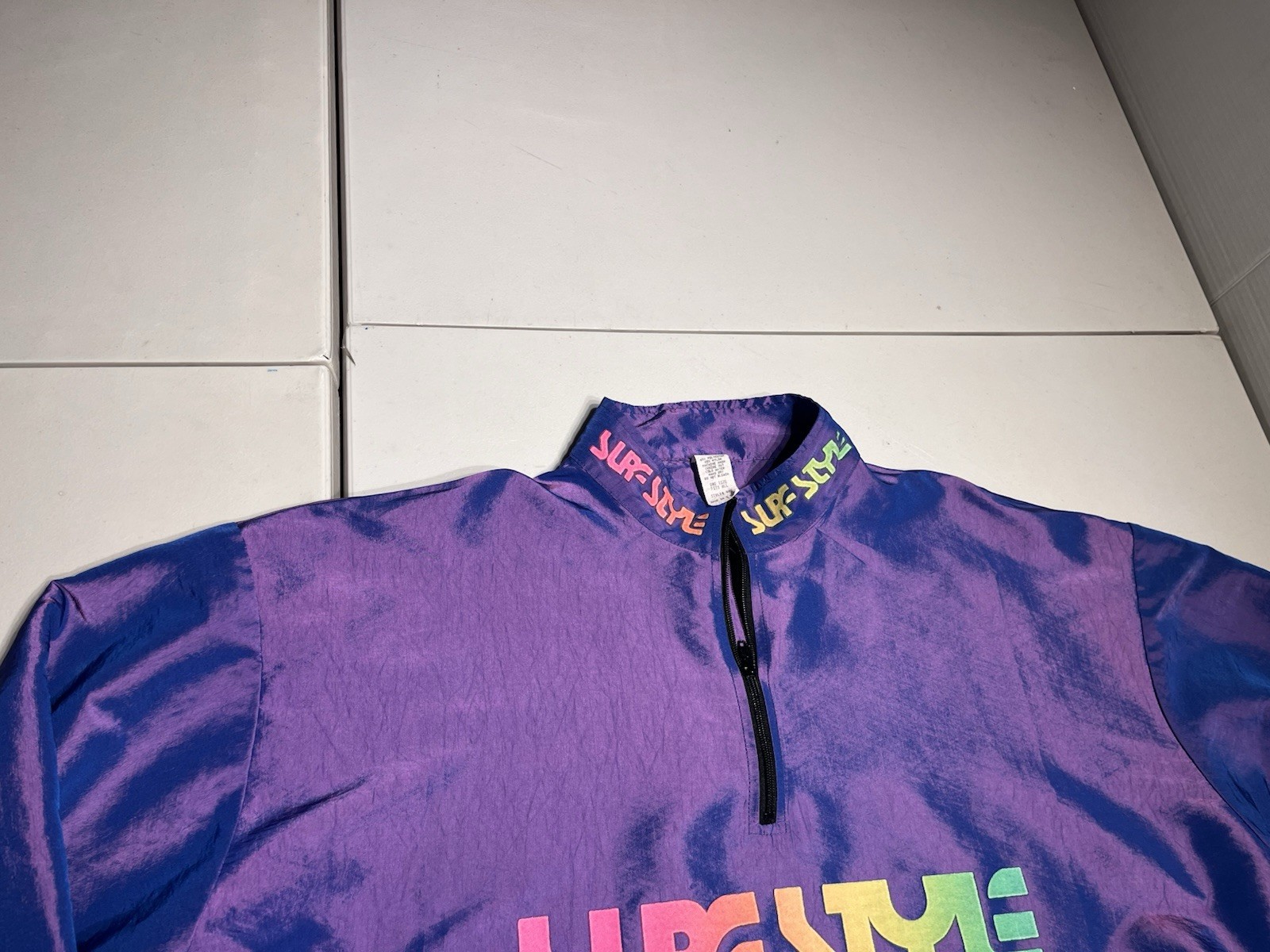 Surf Style Jacket Men’s One Size USA Purple Iridescent 1/4 Zip Windbreaker VTG