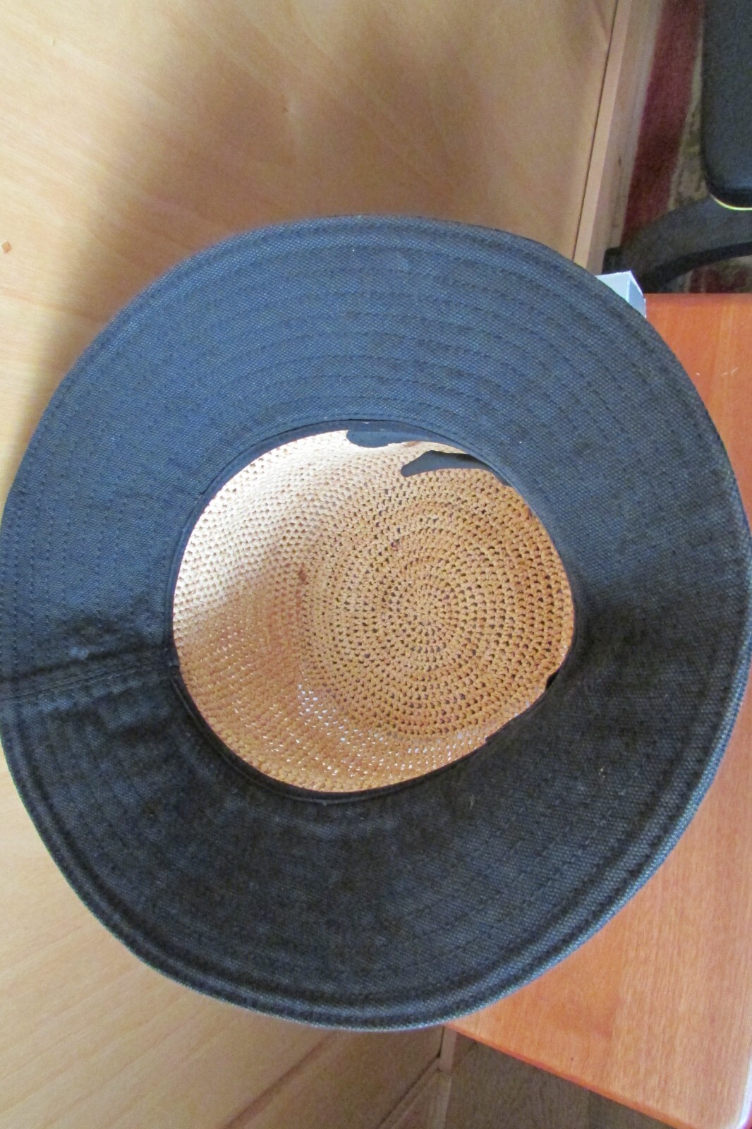 HELEN KAMINISKI Black Cotton Canvas & Raffia Bucket Hat OS Sri Lanka