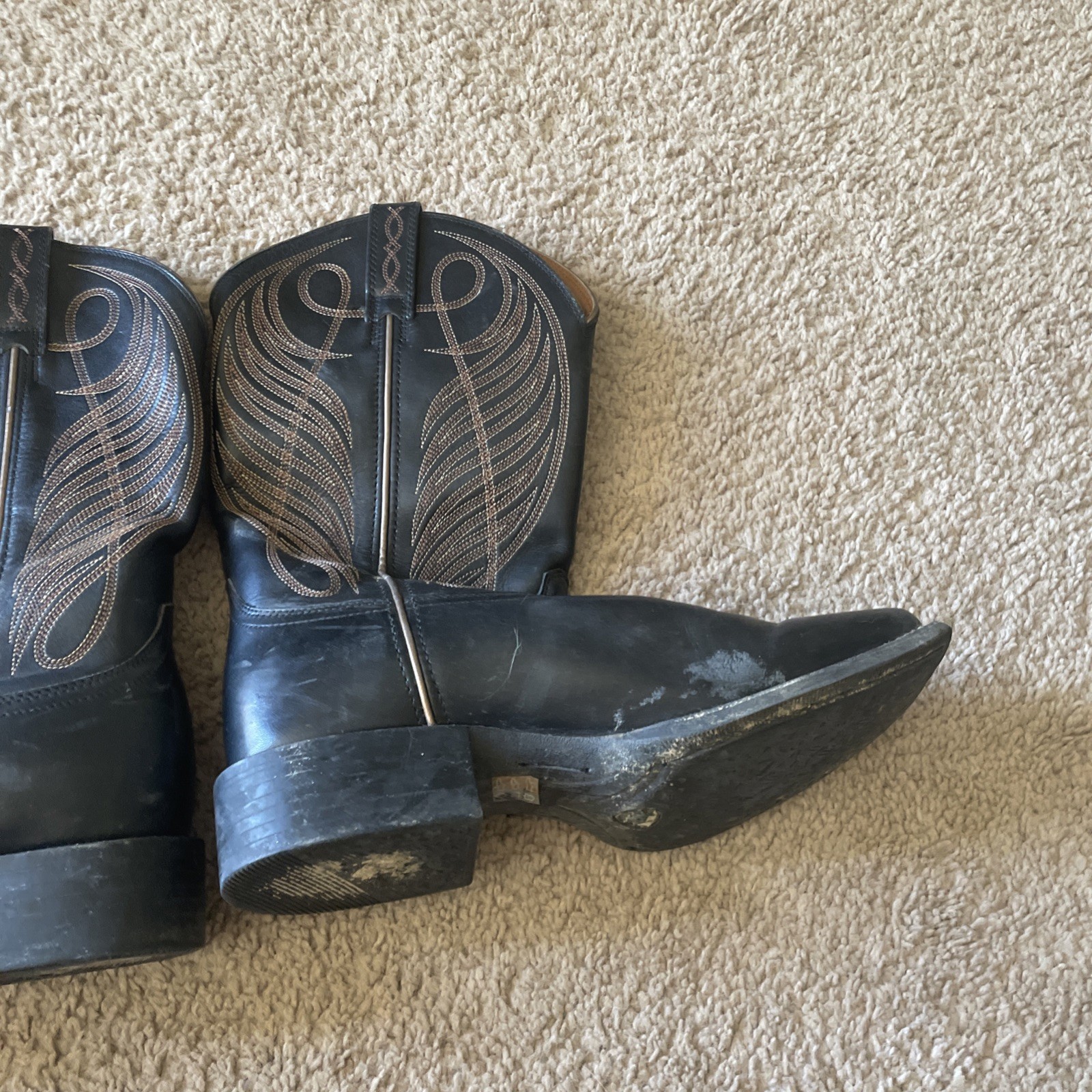 🔥9.5 B Ariat Sport Western Wide Square Toe Black Deertan 10016529