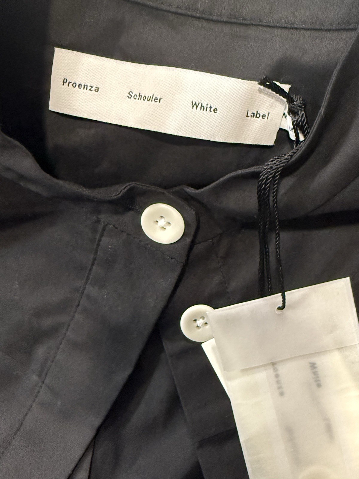 Proenza Schouler White Label Senna Top Sz 2 Black Poplin Tie Waist Blouse NWT