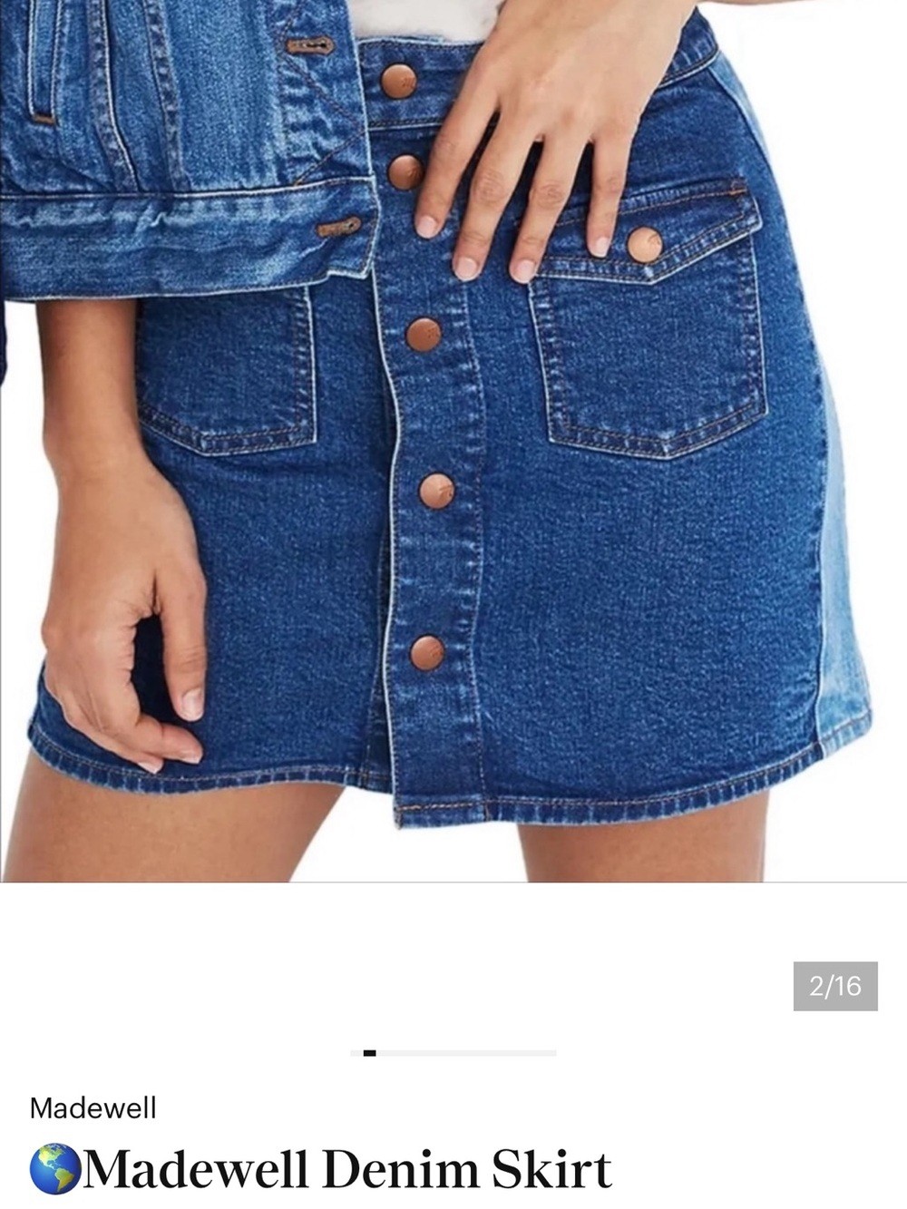 Madewell Two-Toned Blue Button-Front Denim Mini Skirt