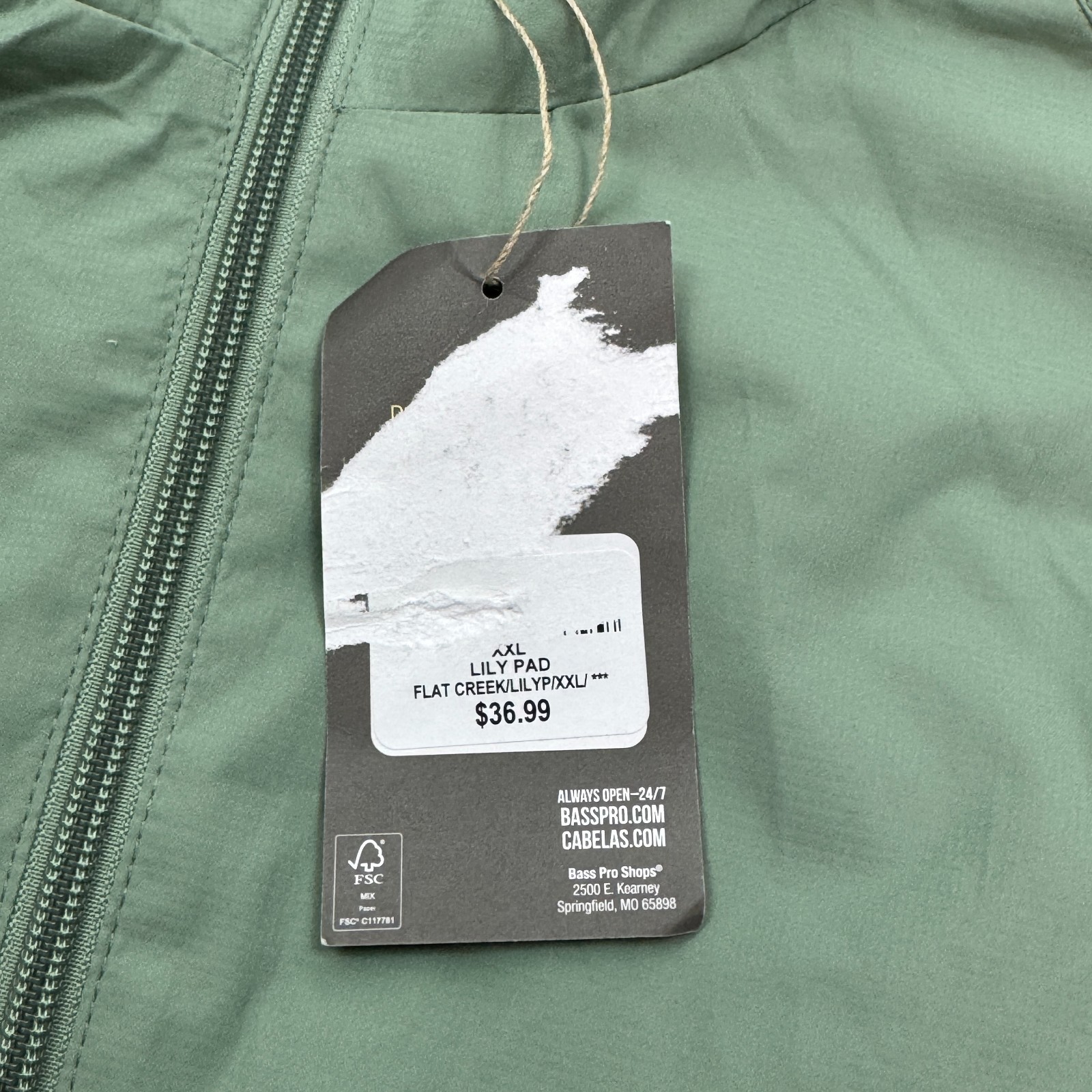 Natural Reflections Flat Creek Windbreaker Lily Pad Aqua Green XXL Hooded Jacket