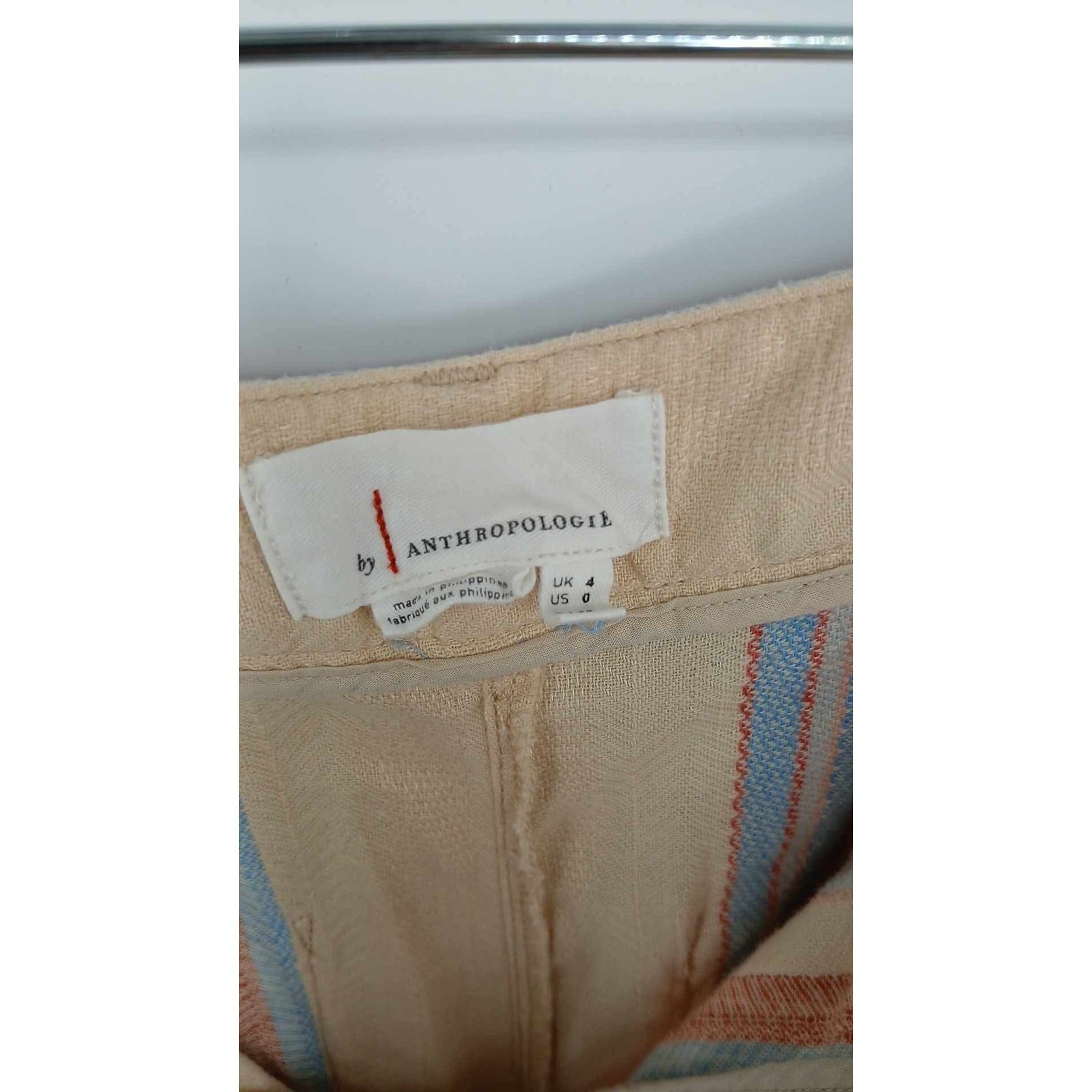 Anthropologie Linen blend wide-leg pants, striped belted design (0)