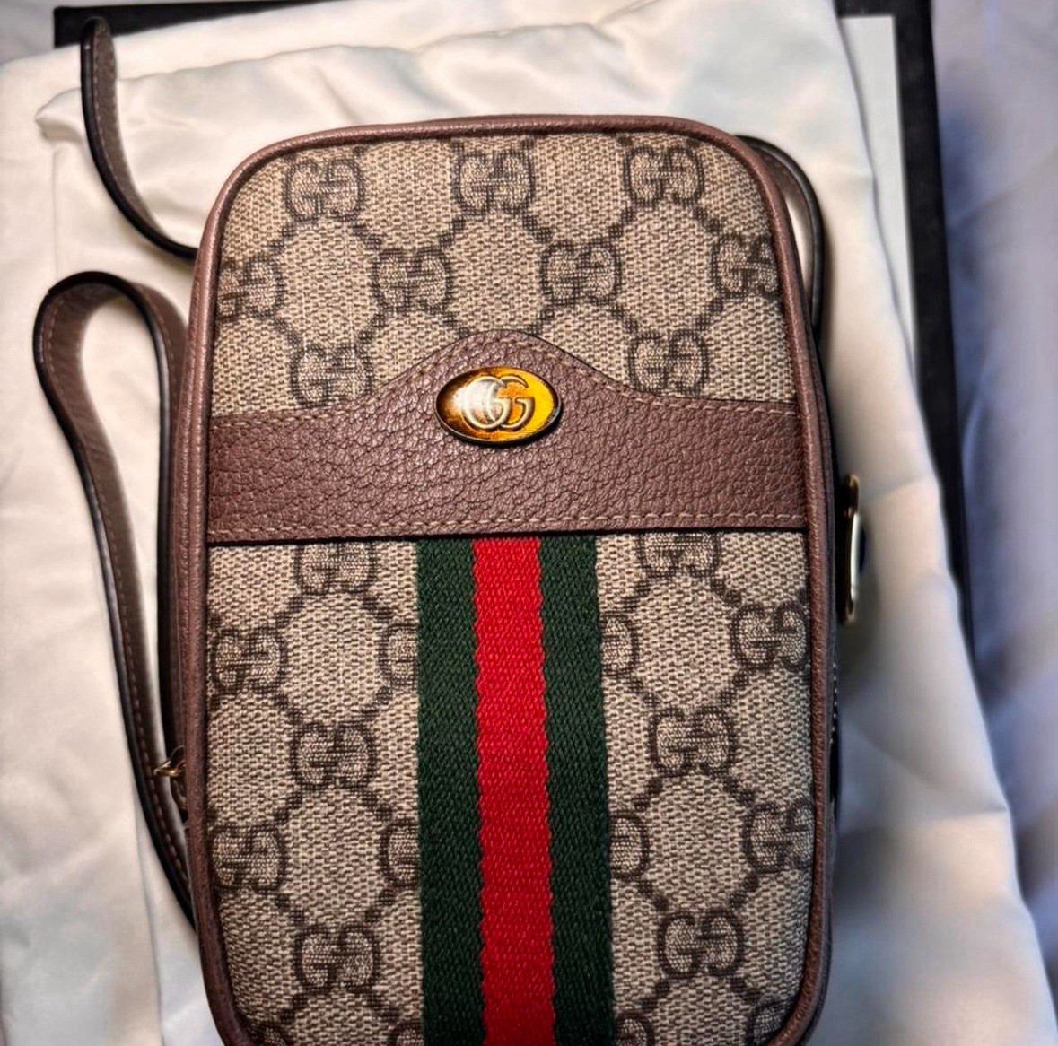Gucci Ophidia GG Supreme Double Zip Shoulder/Crossbody bag