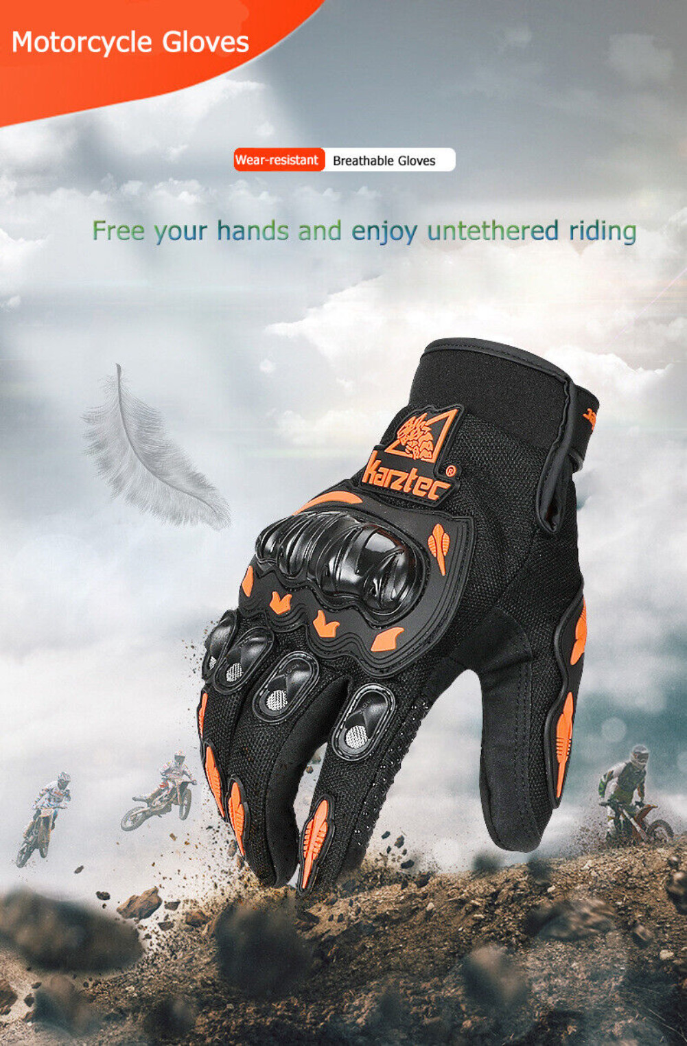 Motorcycle Gloves Touch Screen Windproof Bike Riding Gloves Full Finger Gloves