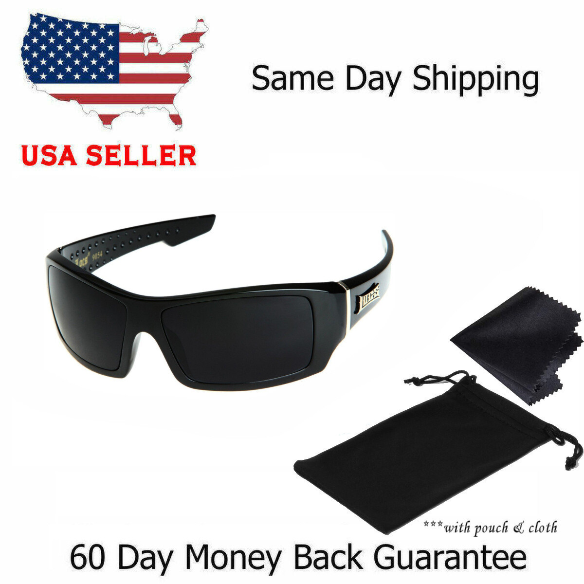 Men’s Locs Sunglasses Black Frame Super Dark[1 Pair or 2Pair] Same Day Shipping!