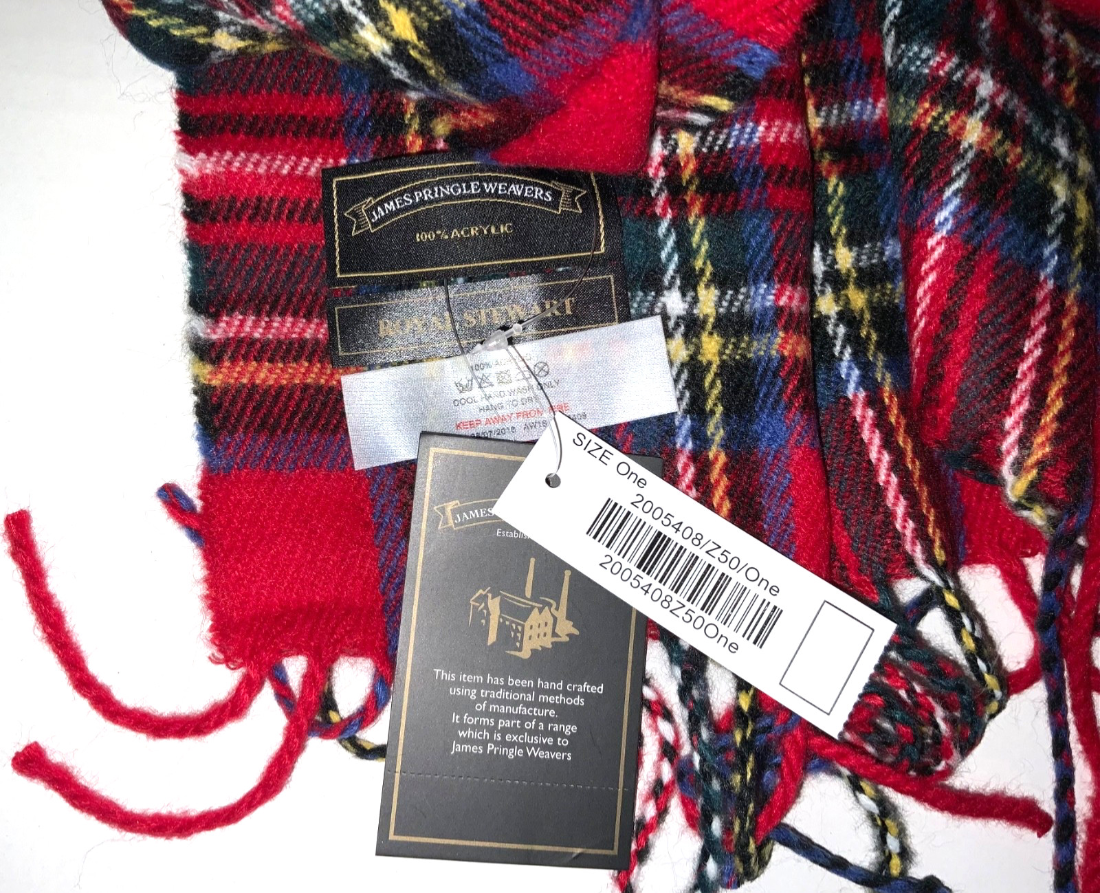 James Pringle Weavers Men’s Royal Stewart Rectangle 100% Acrylic Scarf NWT