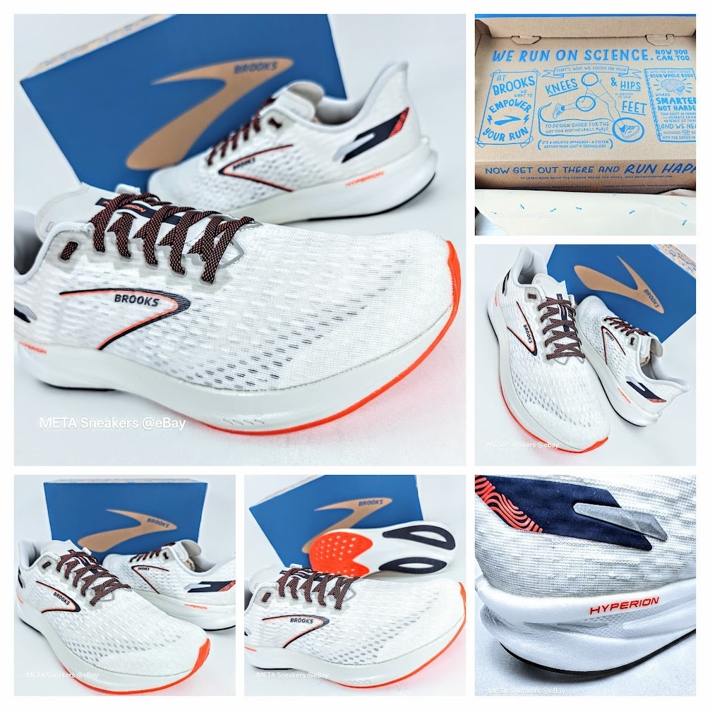 Brooks Hyperion US 13 Men’s White Black Orange Speed Lightweight Neutral Run New