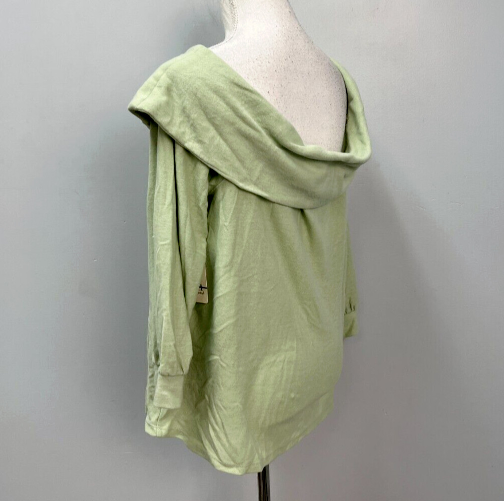 a.n.a. Mint Green Off the Shoulder Long Sleeve Sweater Sz Plus 0X Straight Neck
