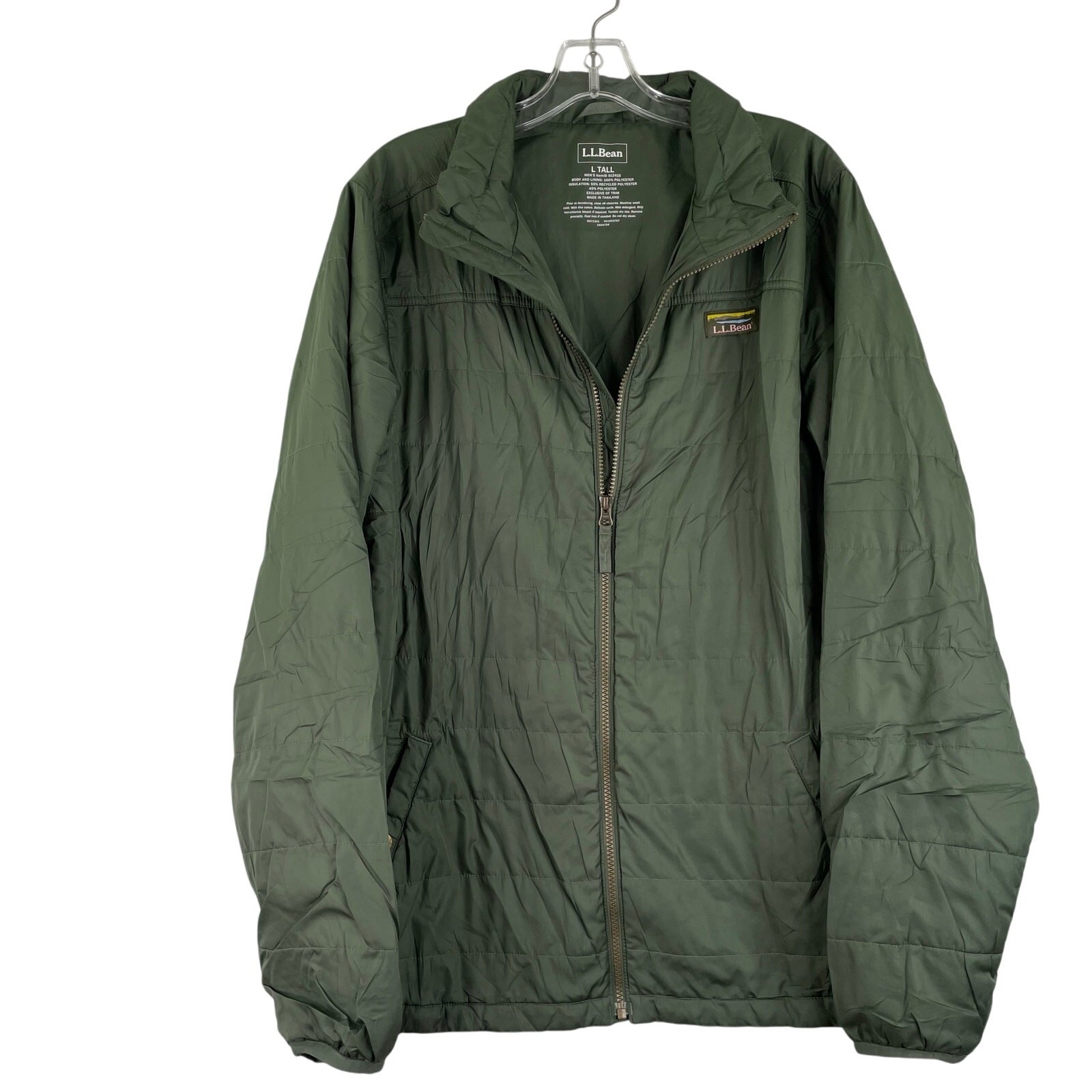 L.L.Bean Army Green Men’s Mountain Classic Puffer Jacket Lightweight Large Tall