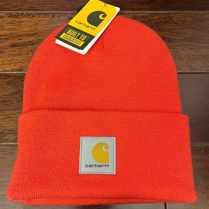 Carhartt Cuffed Knit Beanie Hat OS A18 Coral Winter Utility Camping Chunky Knit