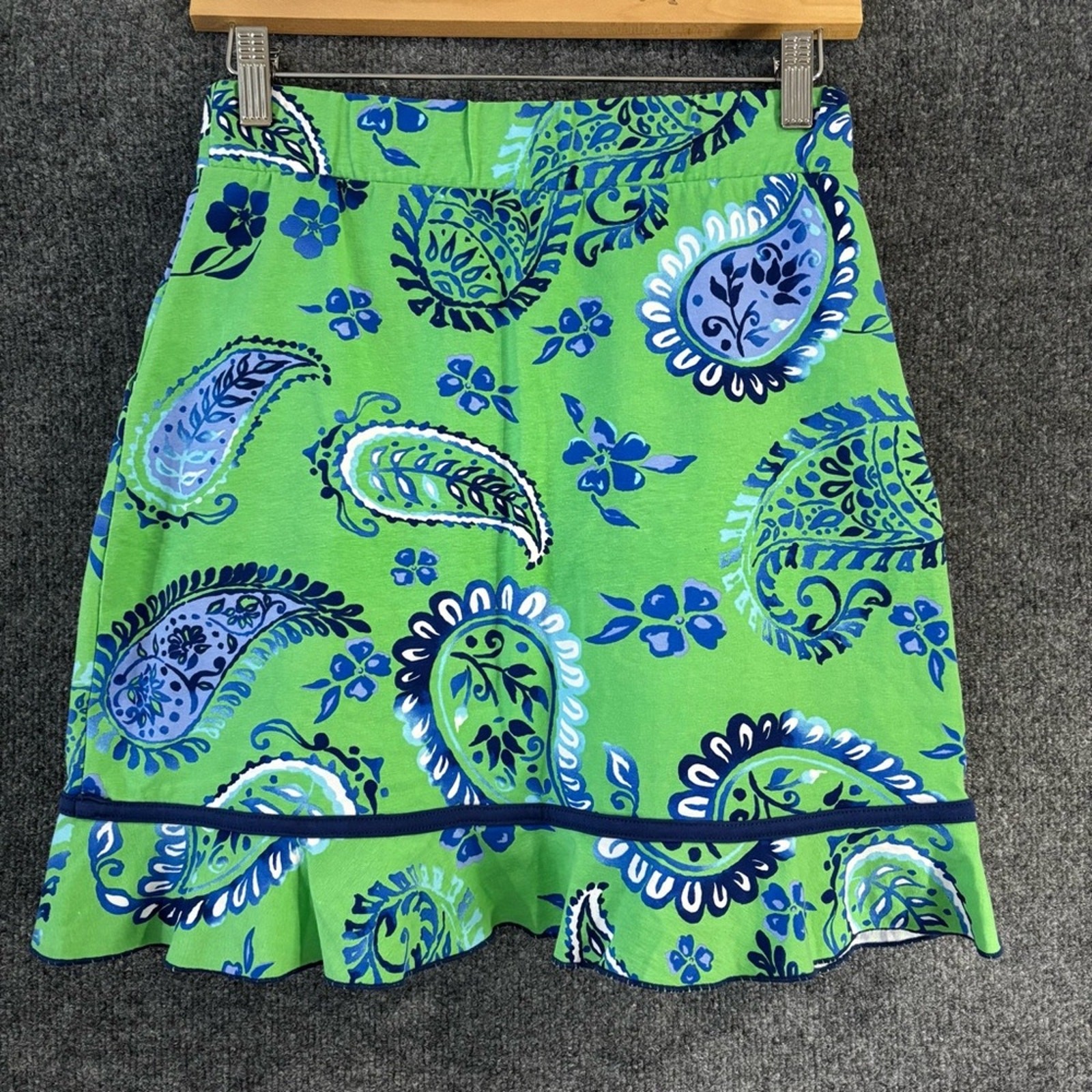 Ana Clare Womens Paisley Skort Size Small Green Blue Pockets Golf Activewear