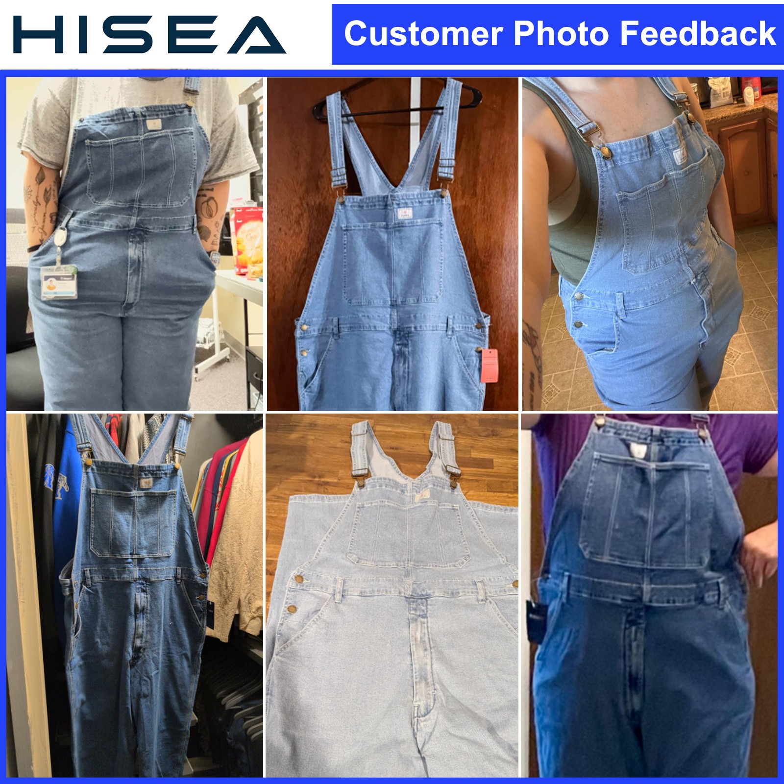 HISEA Men Flex Denim Bib Overalls Relaxed Fit Workwear Tapered Leg Jumpsuit Jean