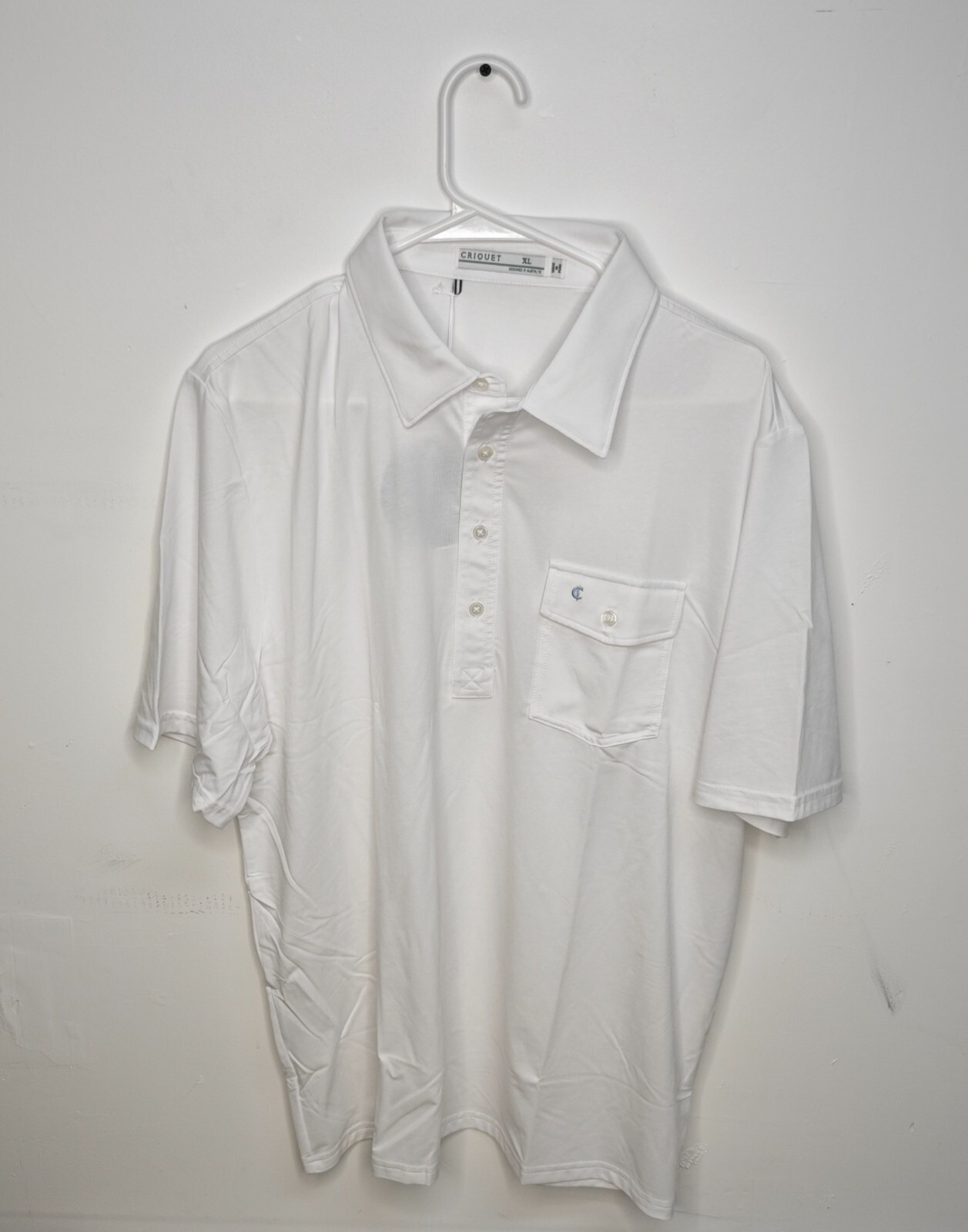 Criquet Men’s Performance Players Polo Shirt – Bright White XL