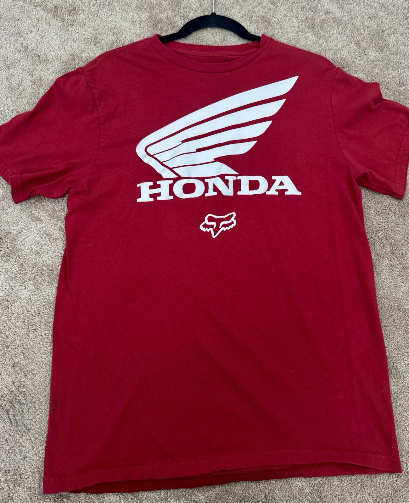 Fox Racing Honda Red Graphic Print Crew Neck Short Sleeve Cotton Knit T-Shirt M