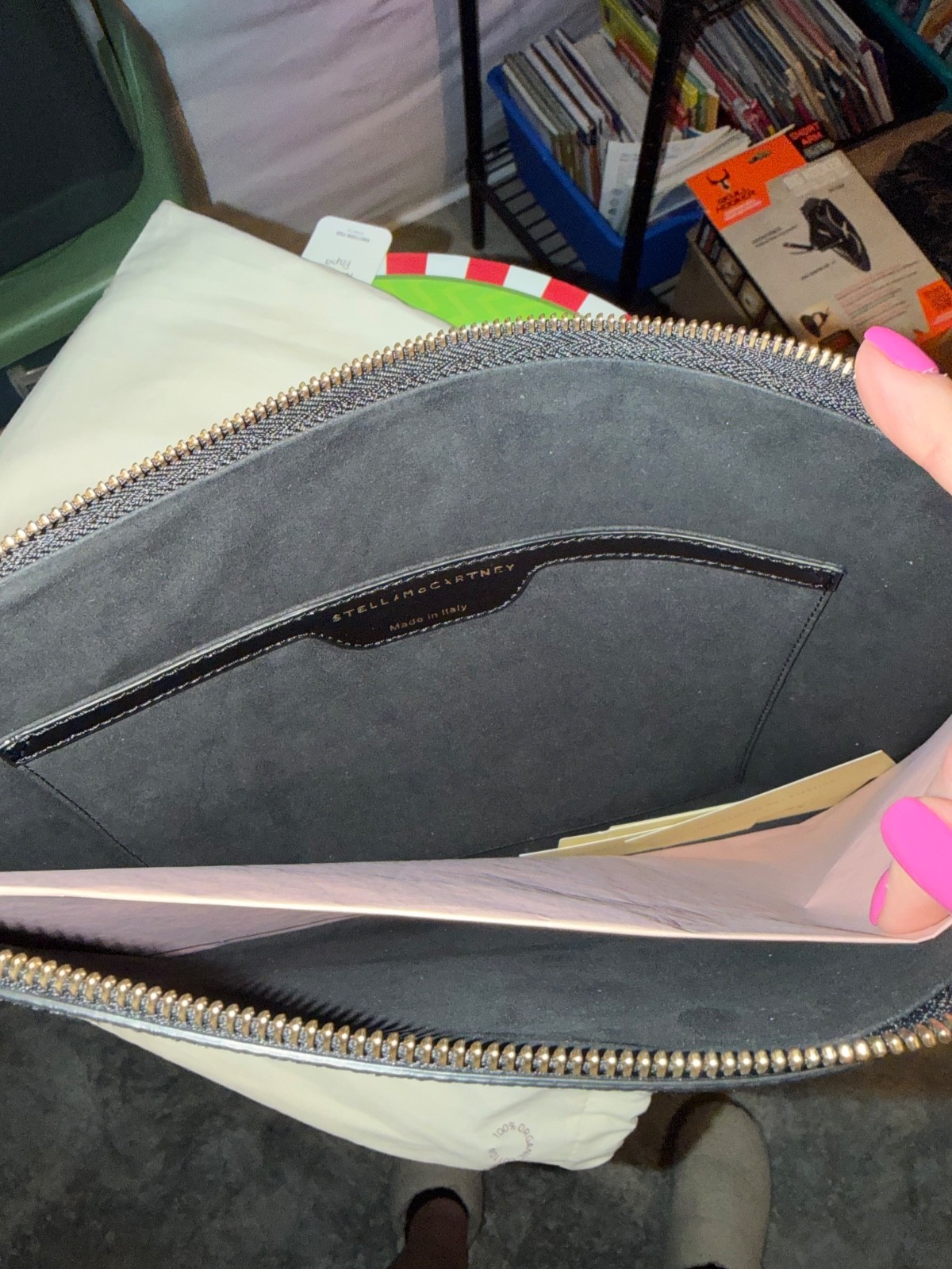 Stella McCartney “Super Hero” Applique Zip Clutch