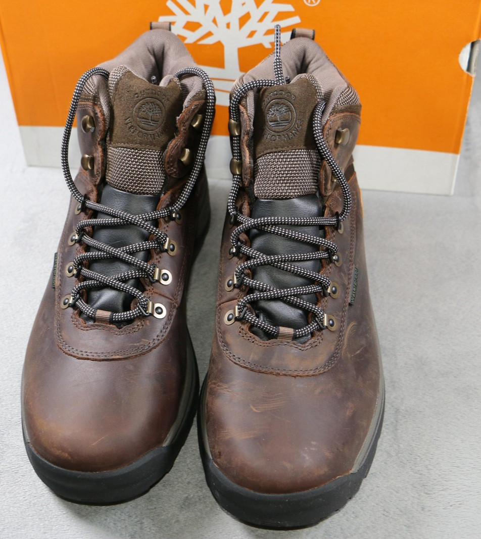 Timberland White Ledge Waterproof Mid Hiker Boots Mens Size 12 Brown Full Grain