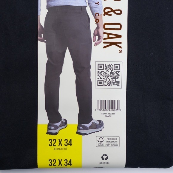 Copper and Oak Supply Co Mens 32×34 Black Straight Fit Tech Utility Pants