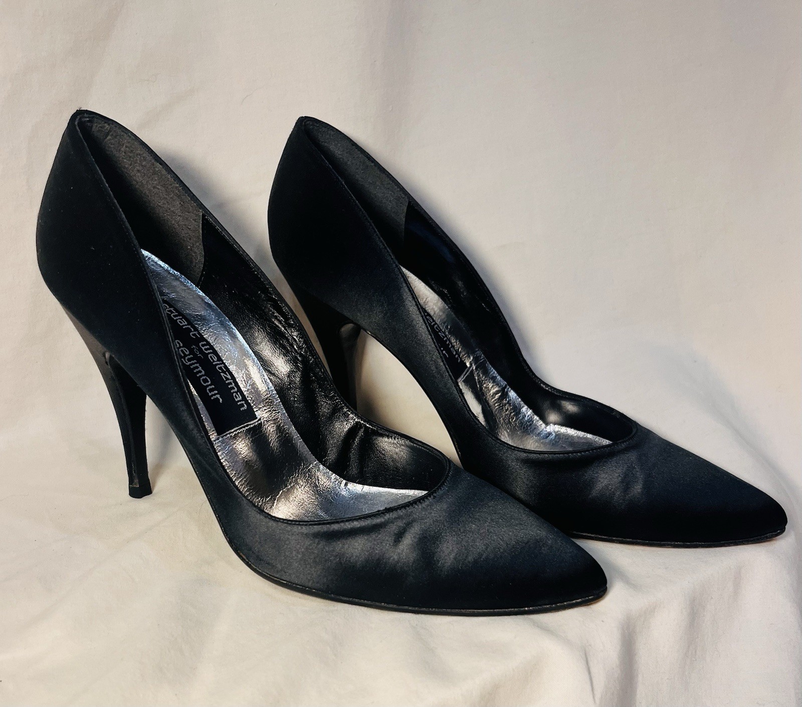 STUART WEITZMAN for Mr. Seymour | Satin Black Stilettos | Collector’s Vintage
