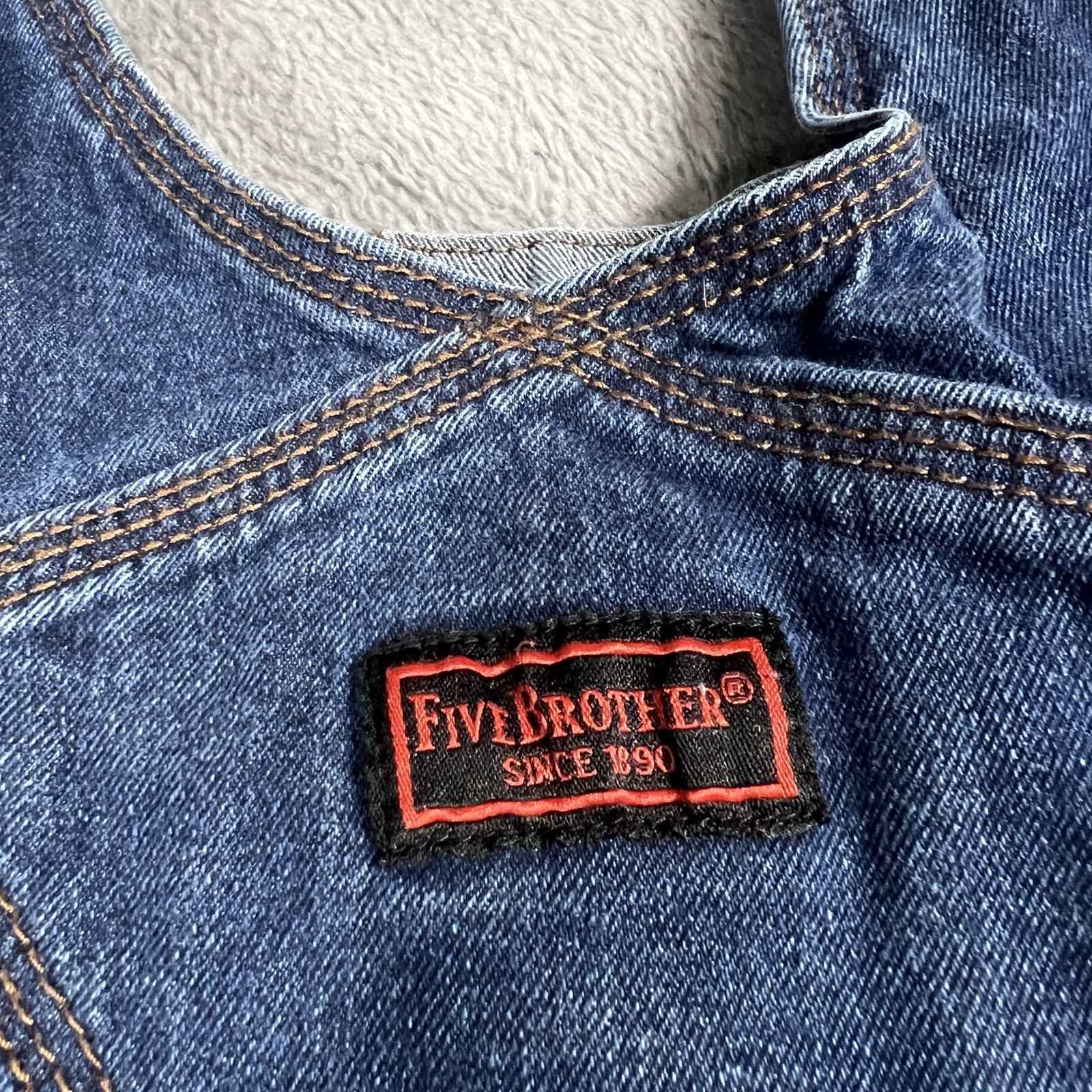 FiveBrother Bib Overalls 38×34 Blue Carpenter Workwear Construction Denim