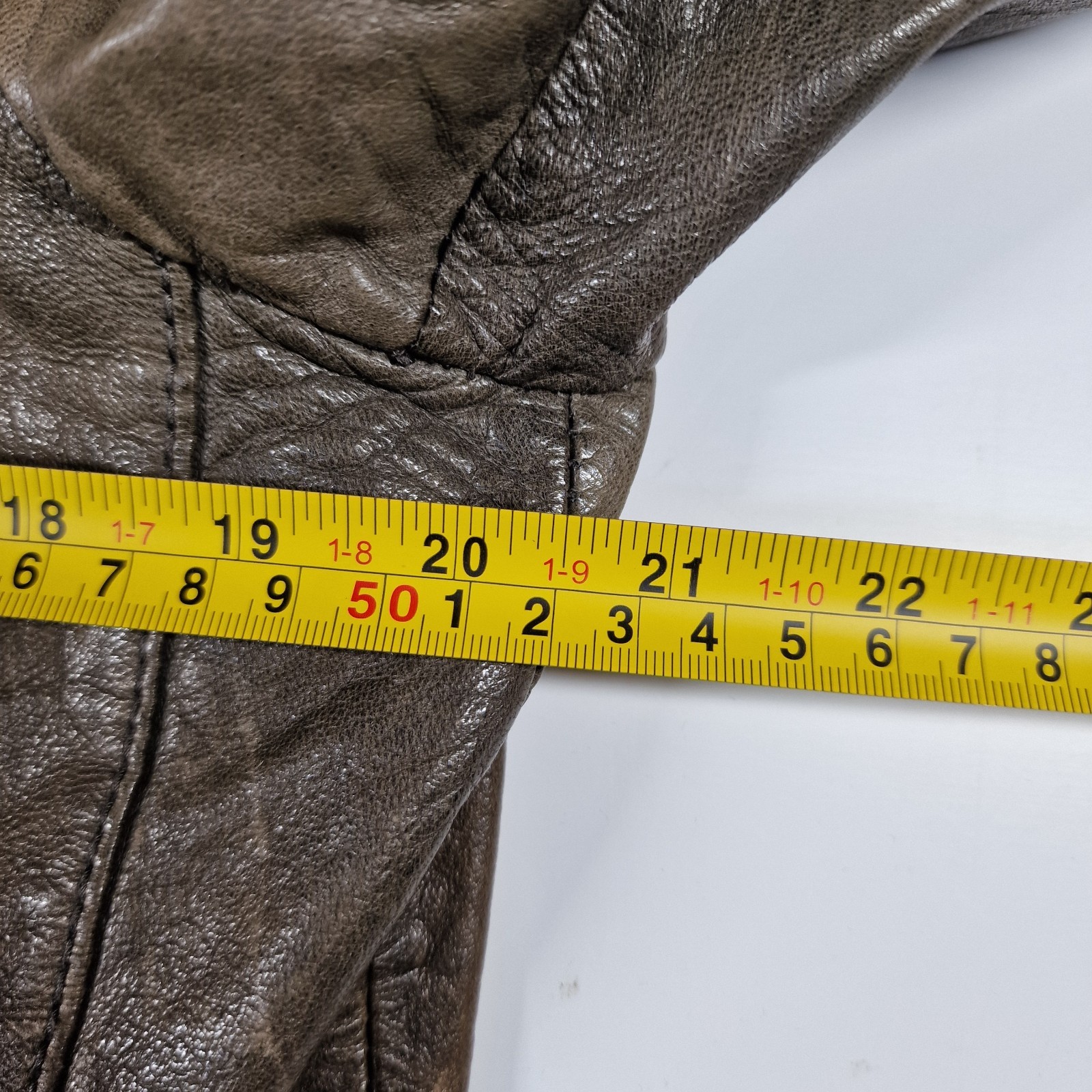 AllSaints Spitalfields Brown Distressed Leather Biker Jacket Mens Medium Pockets