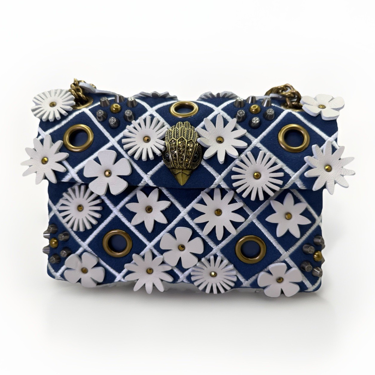 Kurt Geiger Mini Kensington Flowers Convertible Crossbody Bag blue multi NWT$245