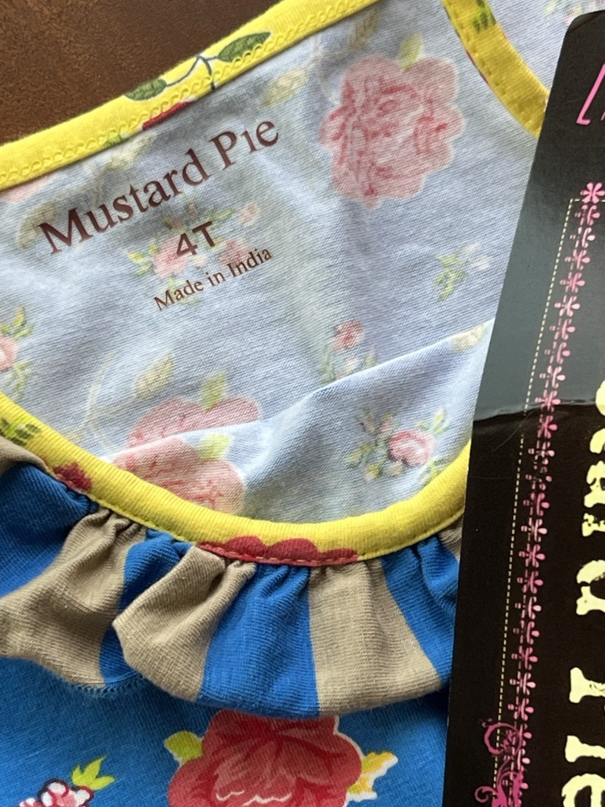 Mustard Pie Girls Size 4T Dress Flowers Blue Yellow Pink Multi Color